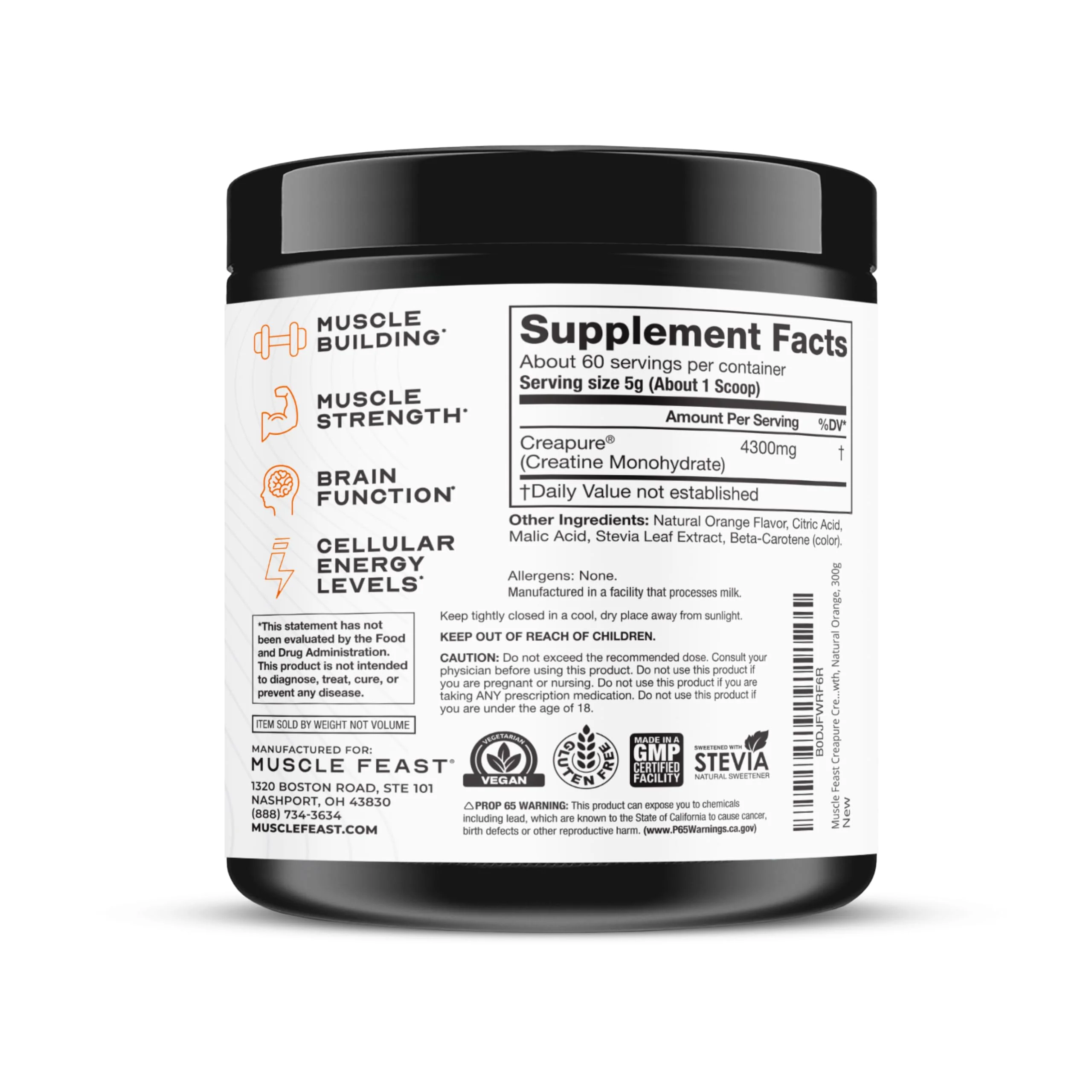 Muscle Feast Creapure Creatine Monohydrate Powder – Natural Orange, 300g | Vegan, Gluten-Free, Easy to Mix - Image 18