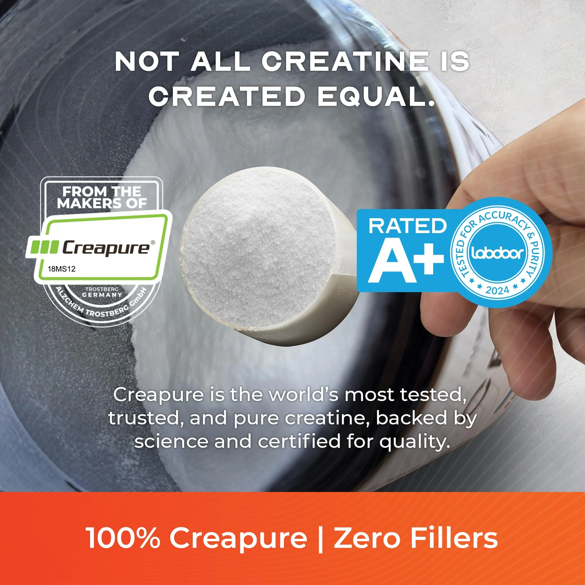 Muscle Feast Creapure Creatine Monohydrate Powder – Natural Orange, 300g | Vegan, Gluten-Free, Easy to Mix - Image 2