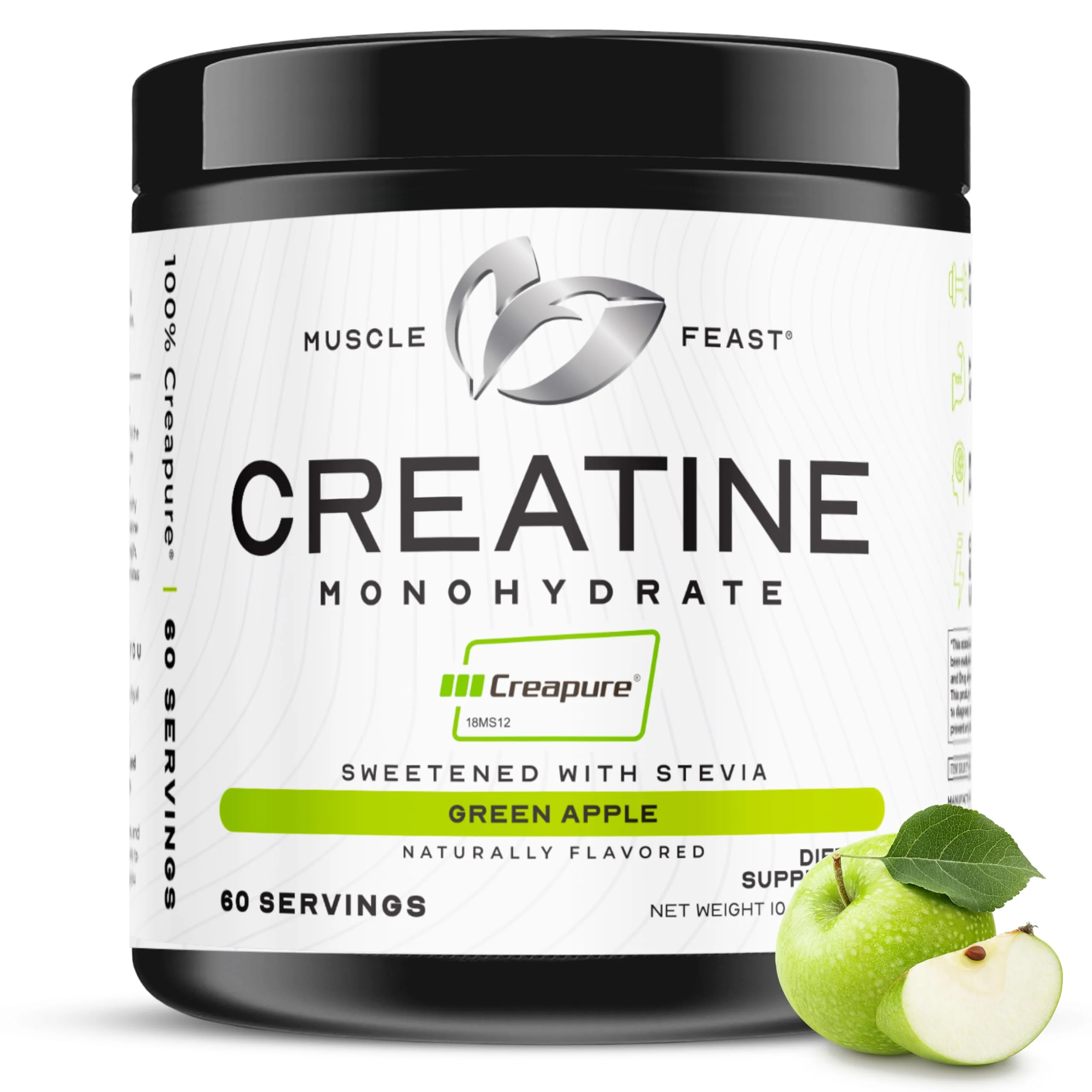 Muscle Feast Creapure Creatine Monohydrate Powder – Vegan, Gluten-Free, Easy to Mix, Green Apple 300g - Image 10