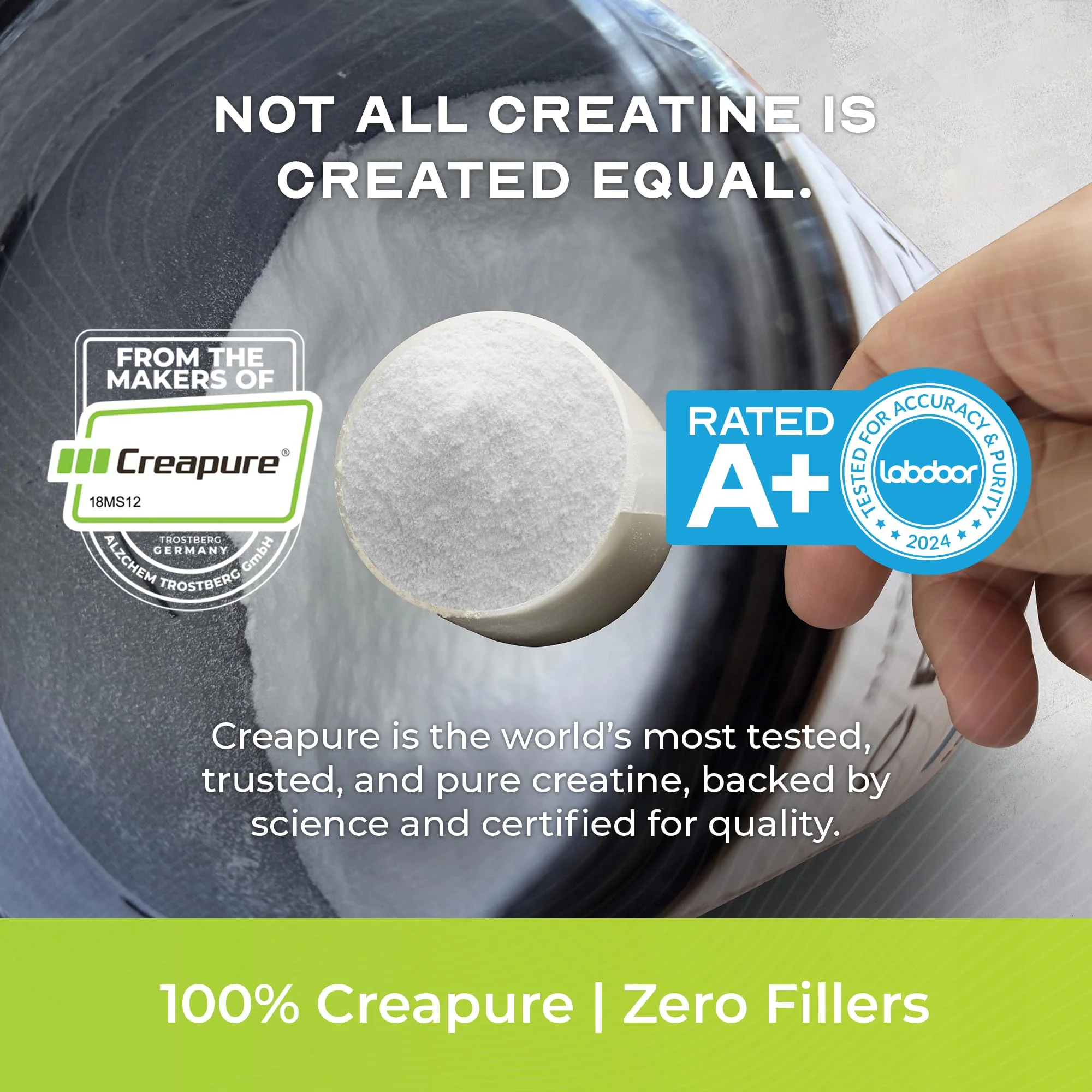 Muscle Feast Creapure Creatine Monohydrate Powder – Vegan, Gluten-Free, Easy to Mix, Green Apple 300g - Image 2