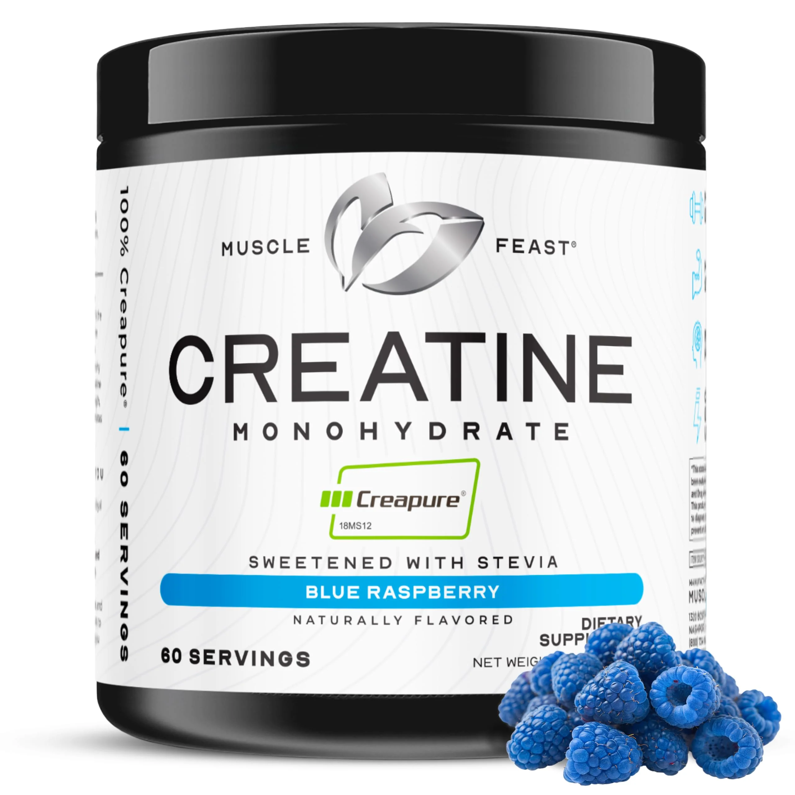 Muscle Feast Creapure Creatine Monohydrate Powder – Vegan, Gluten-Free, Keto Friendly – Natural Blue Raspberry, 300g - Image 10