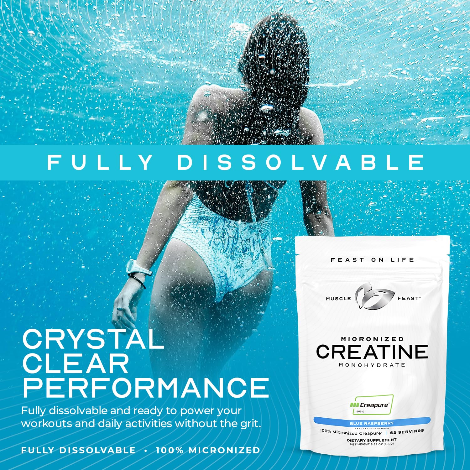 Muscle Feast Creapure Micronized Creatine Monohydrate Powder – Grape, 250g | Easy Mix, Gluten-Free - Image 17