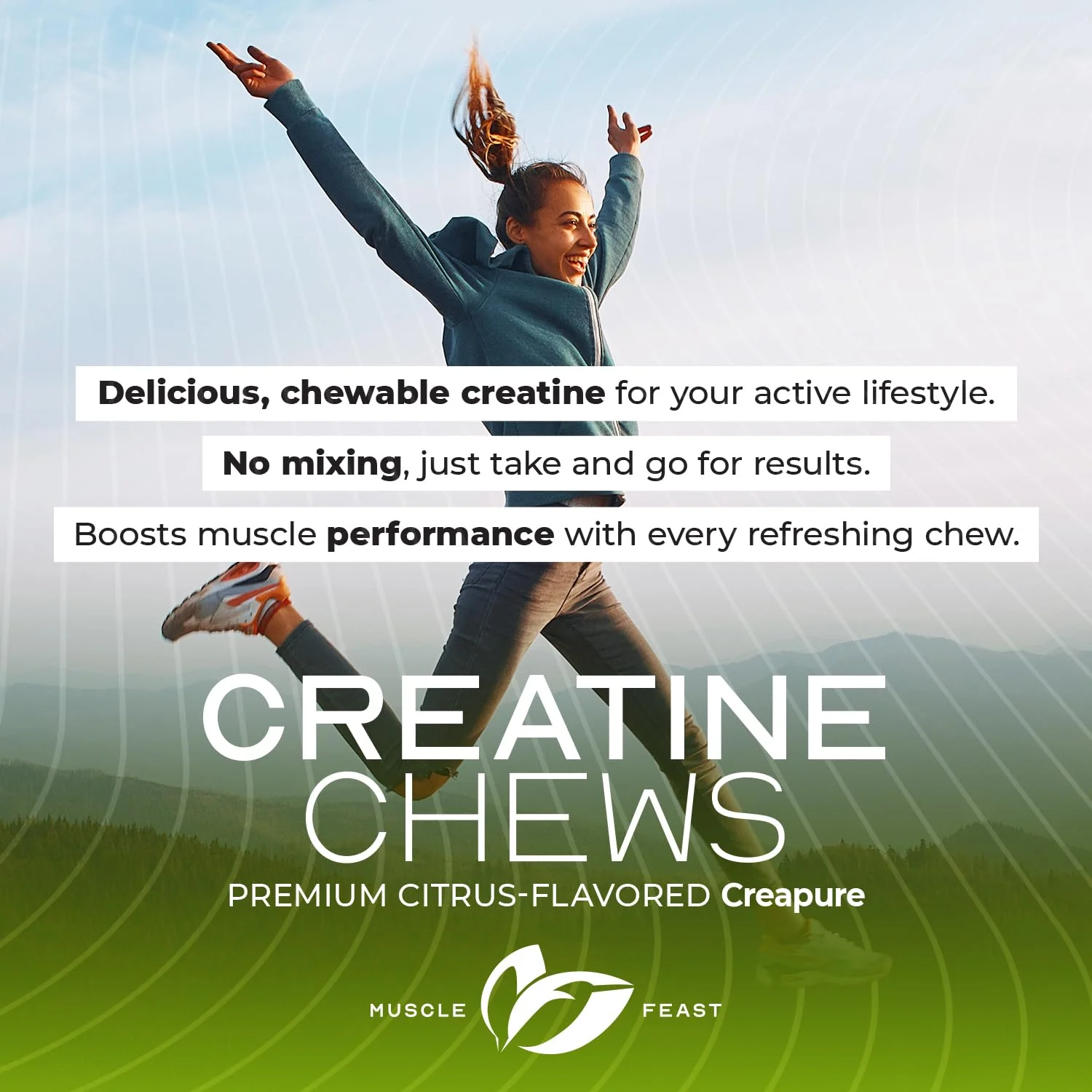 Muscle Feast Creatine Monohydrate Chewables – Vegan, Gluten-Free Creapure Tablets, Lemon Lime Flavor, 360 Tabs - Image 6
