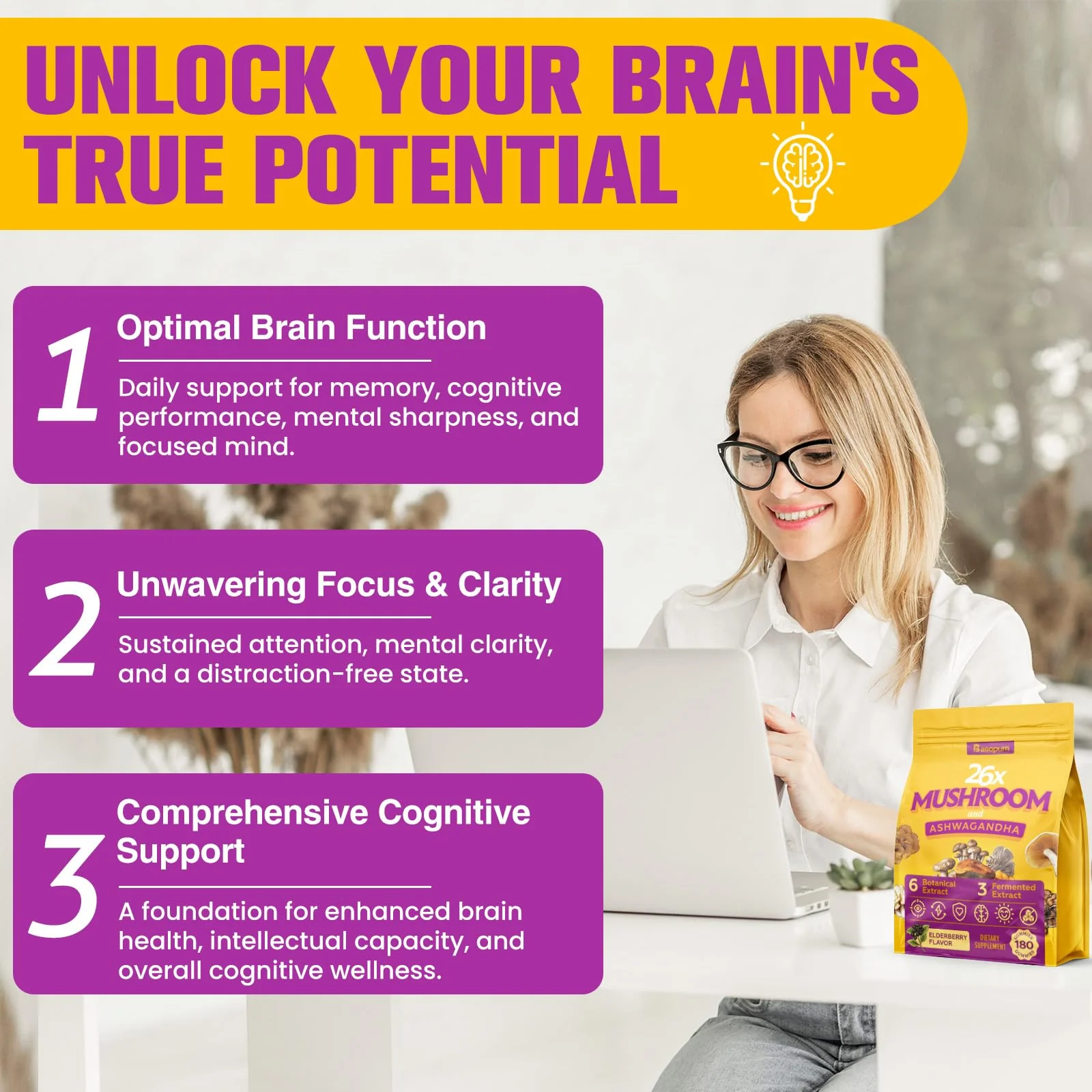 Mushroom Gummies 4000mg – Brain Support, Focus & Immunity (180 Gummies) - Image 3