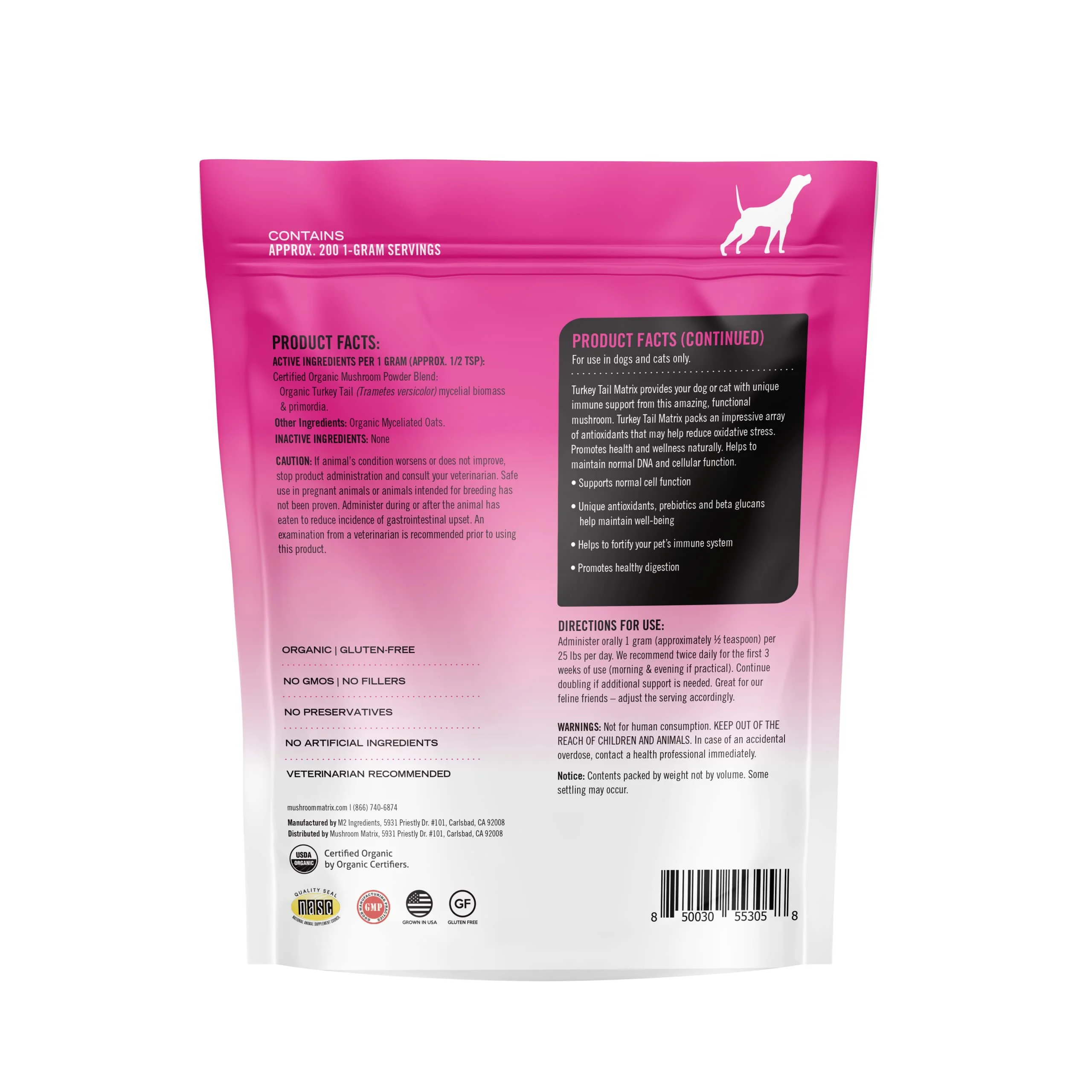 Mushroom Matrix Turkey Tail Powder for Pets – Immune Support for Dogs & Cats (200 g) - Image 2
