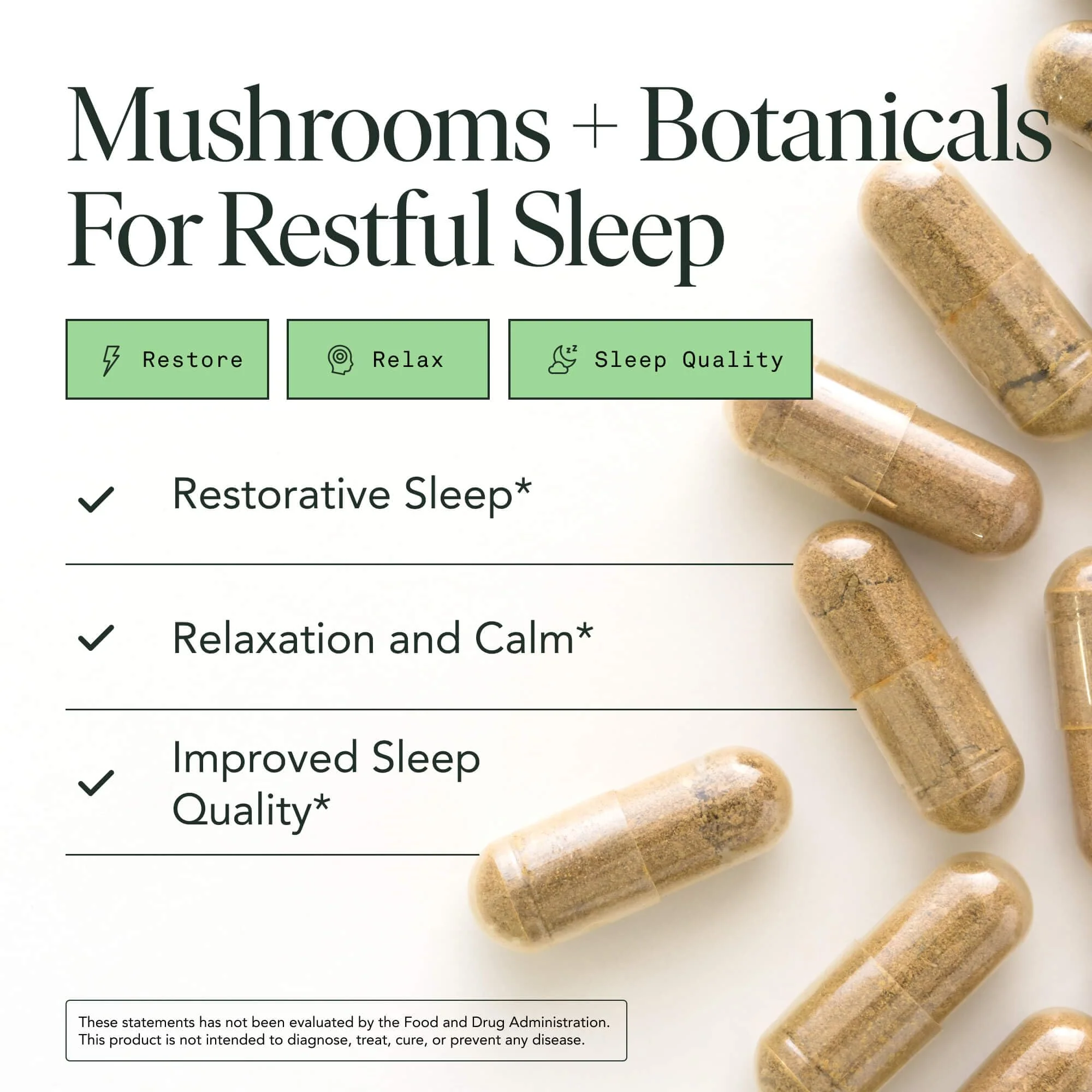 Mushroom Sleep Supplement — Reishi, Passionflower & Hops | 100% USDA Organic, Vegan, 120 Caps - Image 2