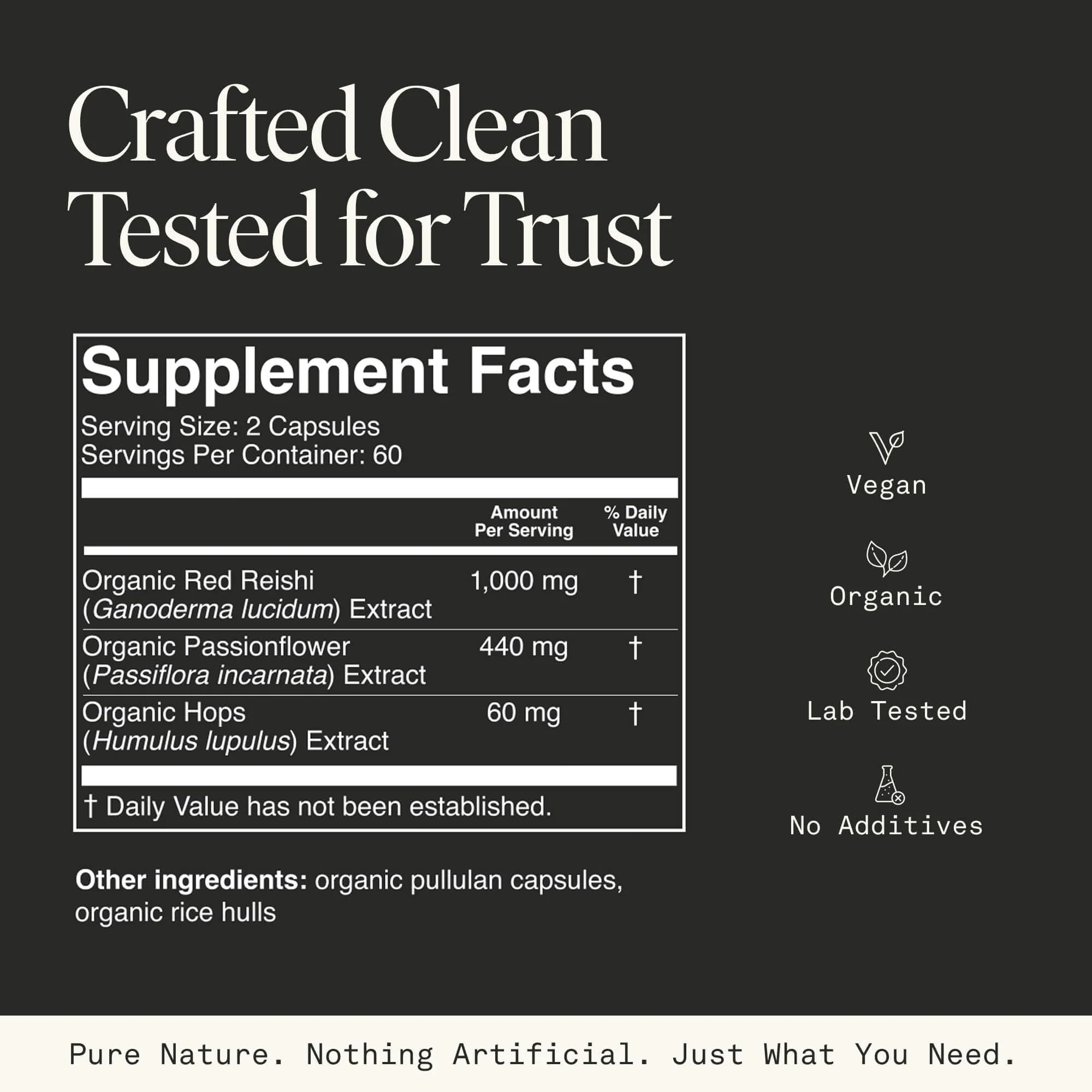 Mushroom Sleep Supplement — Reishi, Passionflower & Hops | 100% USDA Organic, Vegan, 120 Caps - Image 3