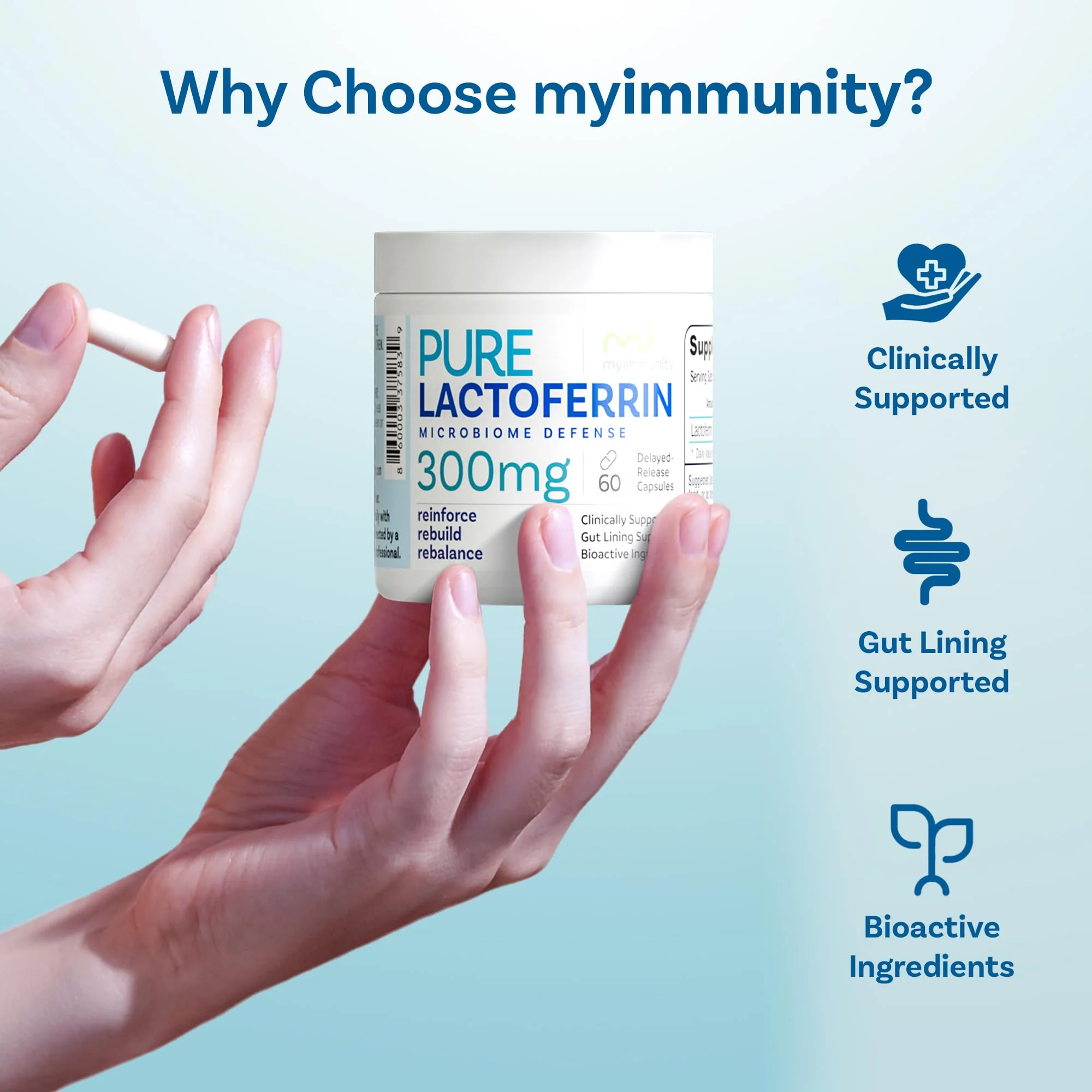 MyImmunity Pure Lactoferrin 300mg | Immune Support & Iron Absorption | Gluten-Free (60 Capsules) - Image 5