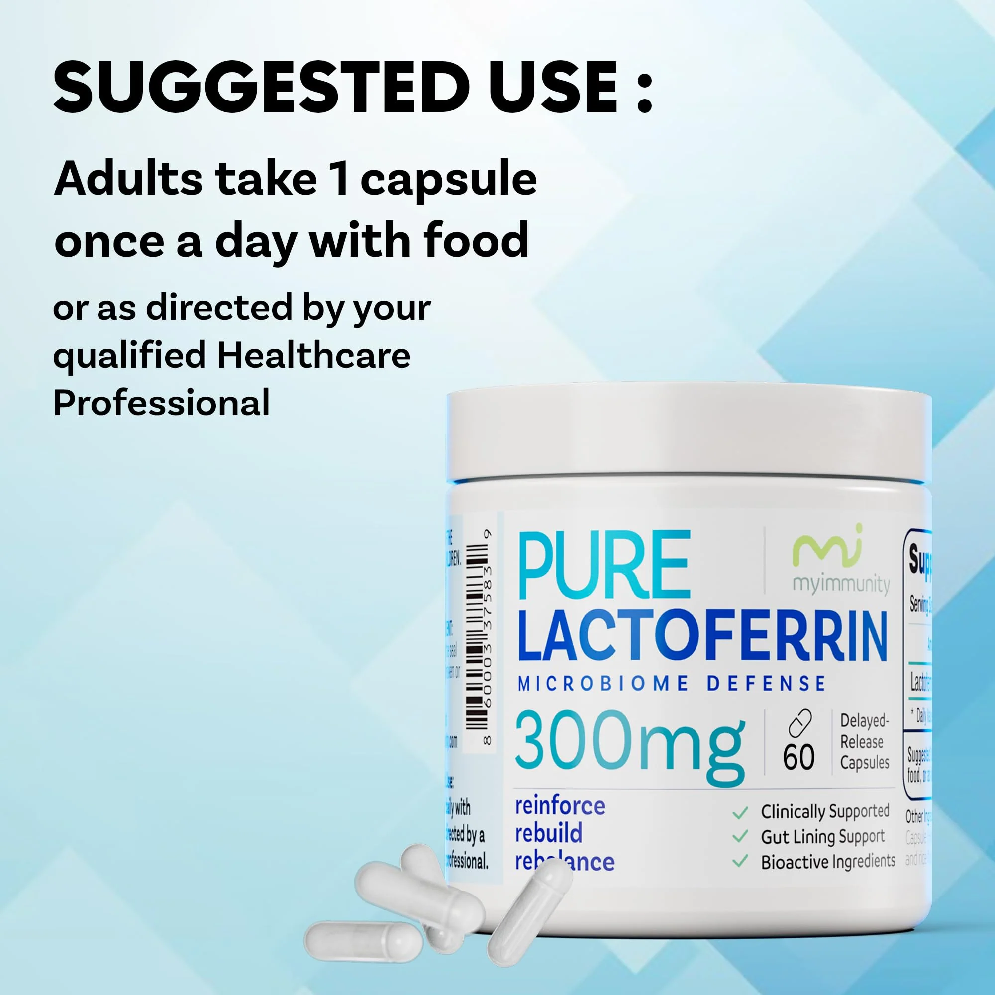 MyImmunity Pure Lactoferrin 300mg | Immune Support & Iron Absorption | Gluten-Free (60 Capsules) - Image 9