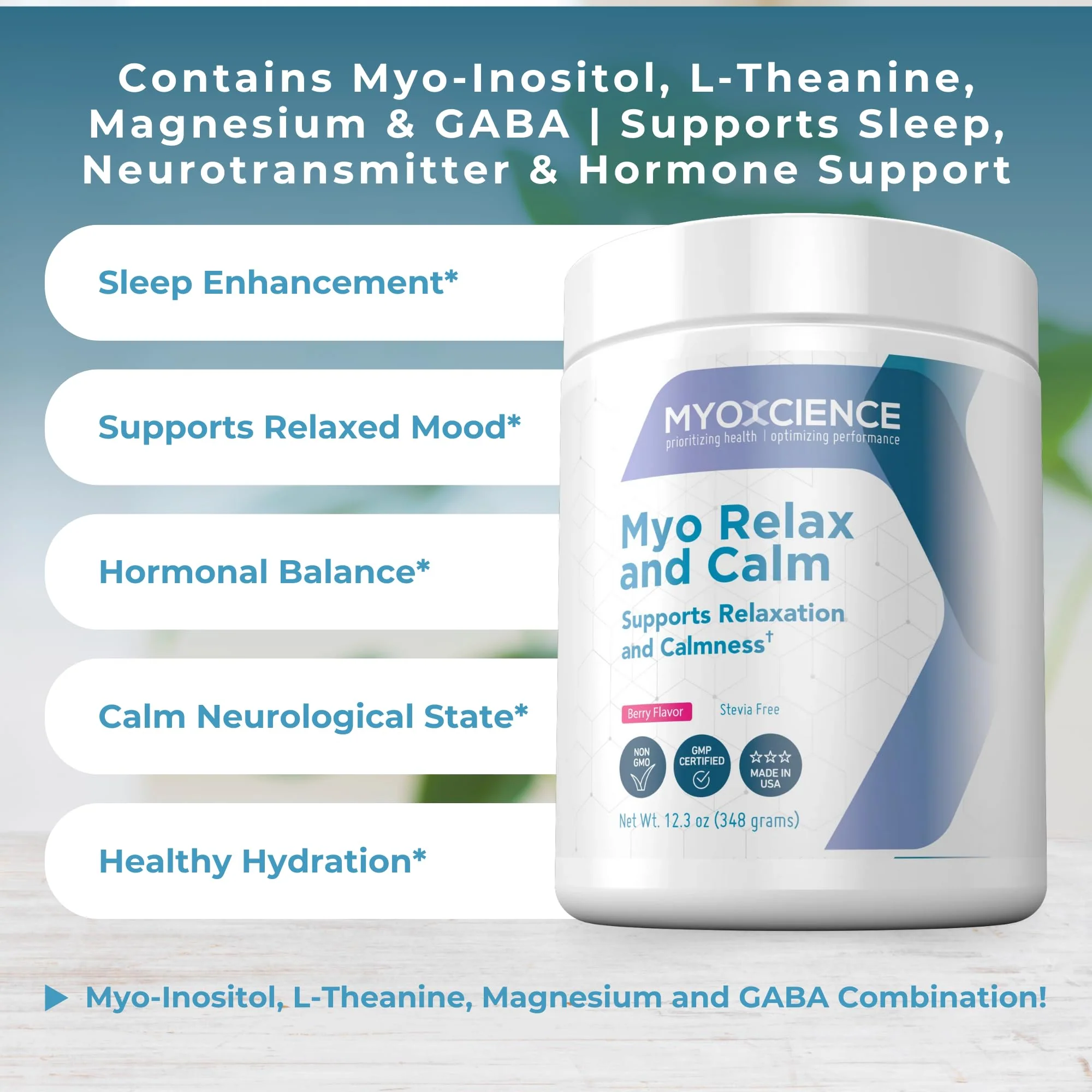 MYOXCIENCE Myo Relax & Calm | Sleep & Mood Support with Myo-Inositol, L-Theanine, Taurine, Magnesium & GABA | Berry Flavor | 60 Servings - Image 14
