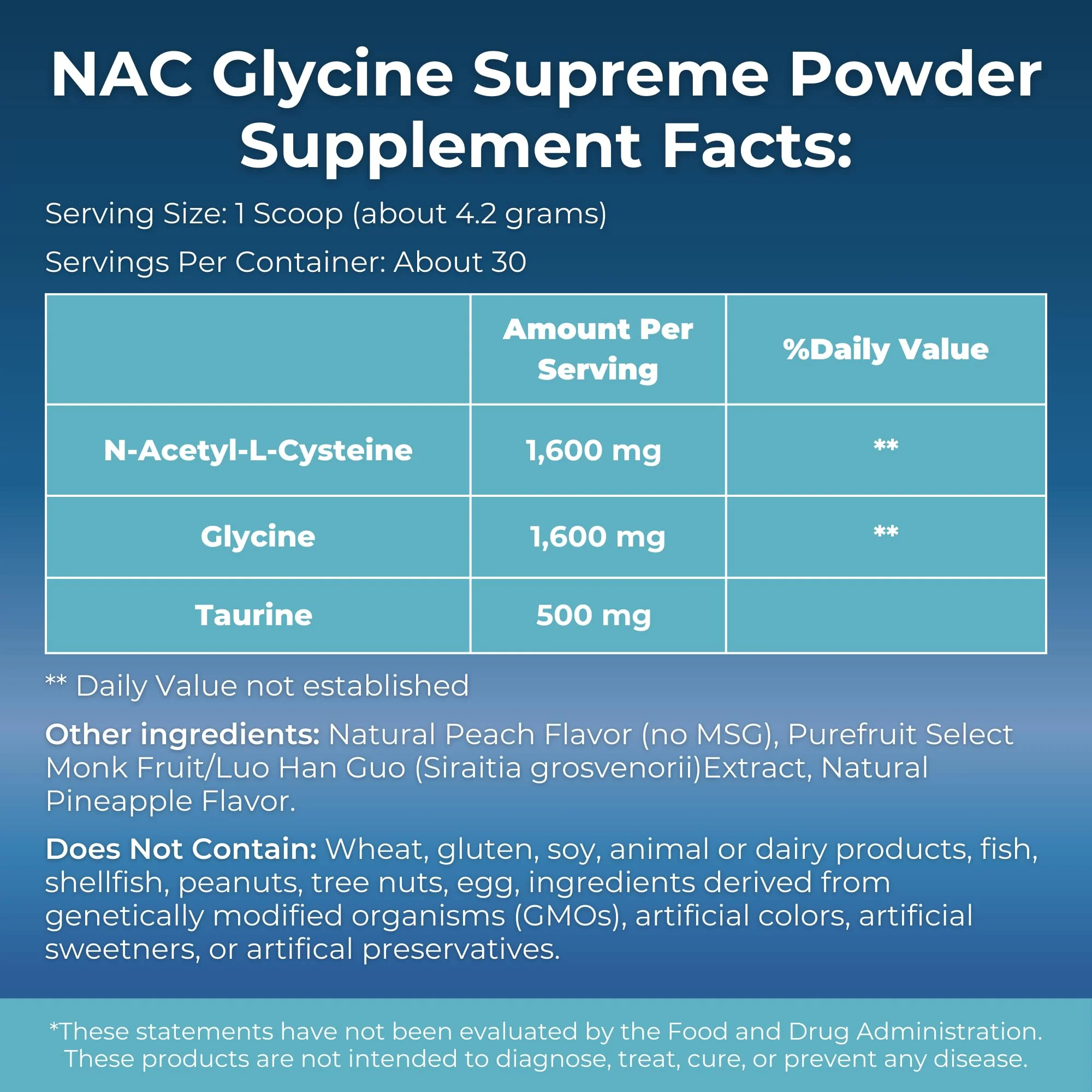 MYOXCIENCE NAC Glycine Supreme – NAC + Glycine + Taurine (Natural Peach & Pineapple) 30 Servings - Image 2