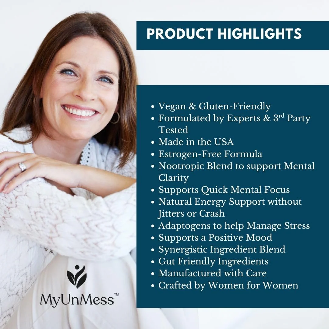 MyUnMess Brain & Cognitive Blend for Women – Clarity & Focus | Perimenopause Support | 90 Capsules - Image 3