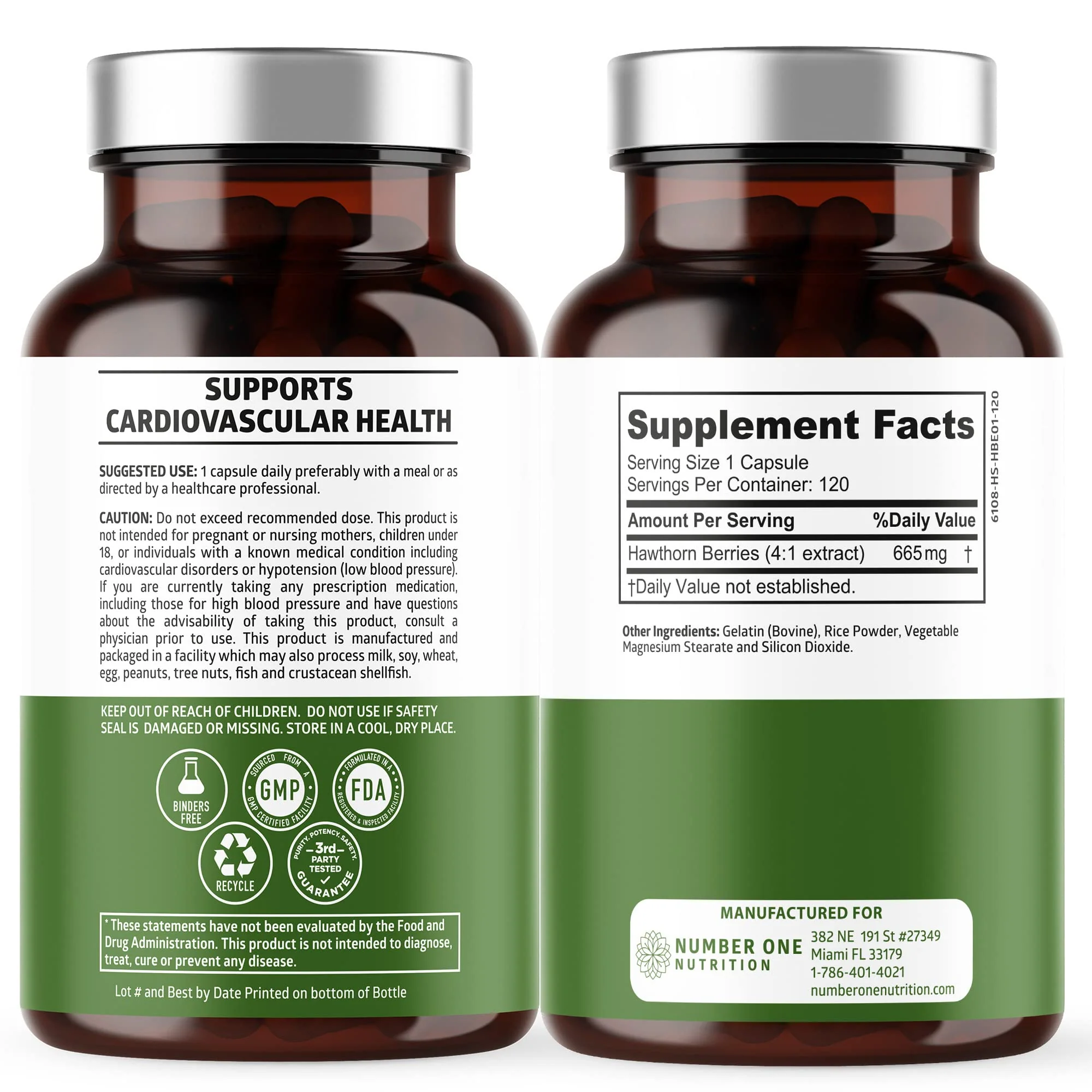 N1N Premium Hawthorn Berry Capsules – Max Strength 2660mg, 120 Caps (Pack of 2) - Image 2