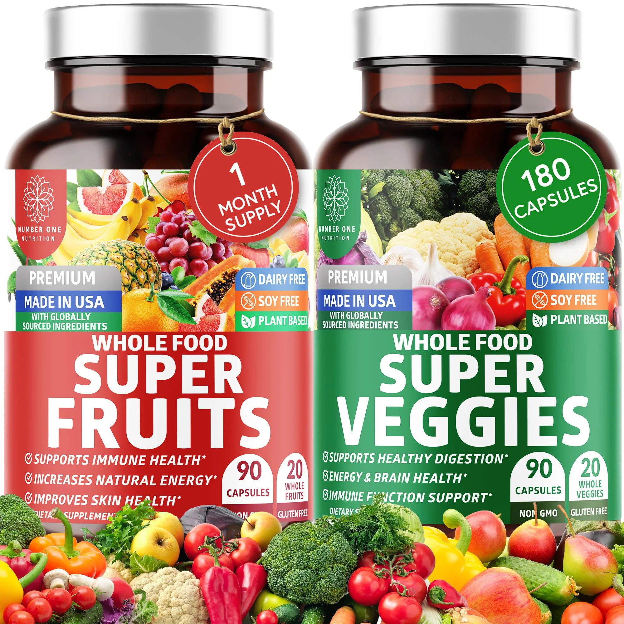 N1N Premium Super Fruits & Veggies Supplement β 180 Caps | Whole Food Nutrition