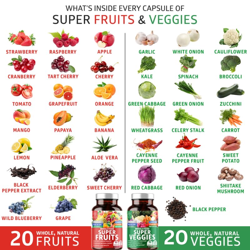 N1N Premium Super Fruits & Veggies Supplement β 180 Caps | Whole Food Nutrition - Image 3