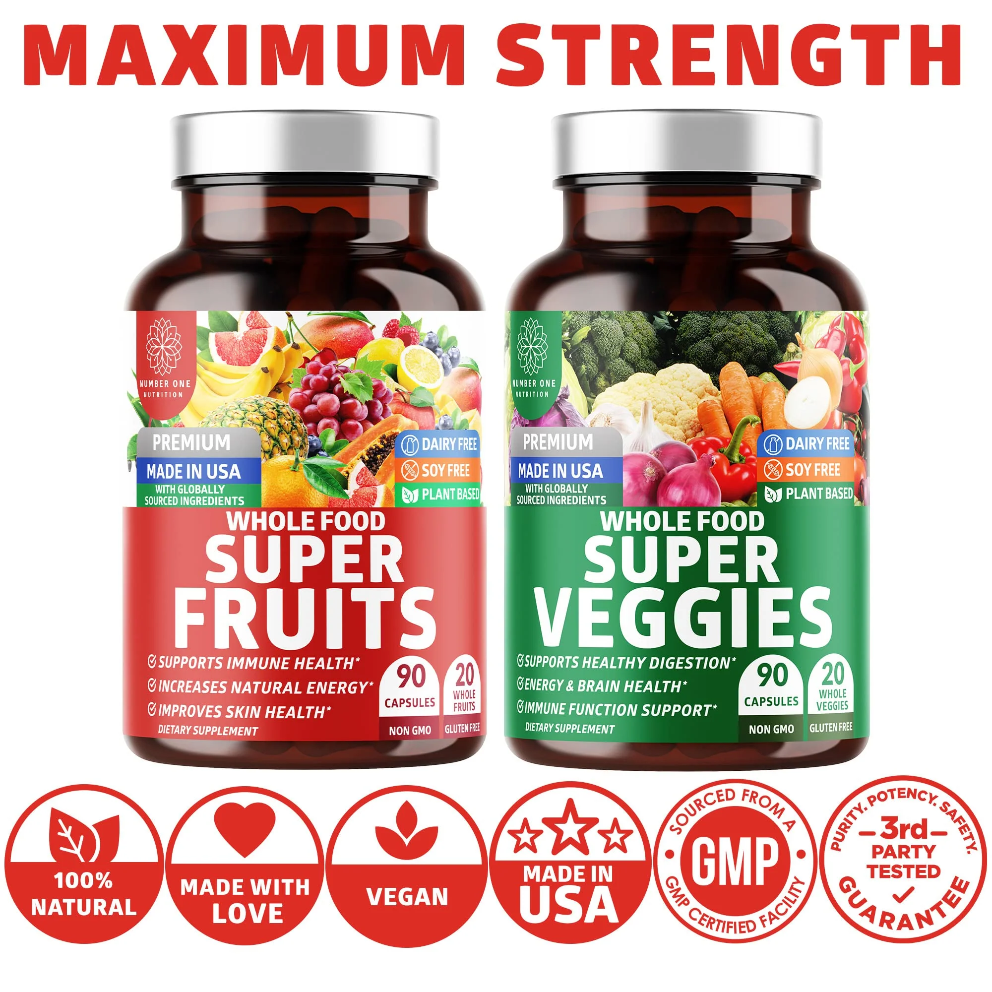 N1N Premium Super Fruits & Veggies Supplement β 180 Caps | Whole Food Nutrition - Image 5