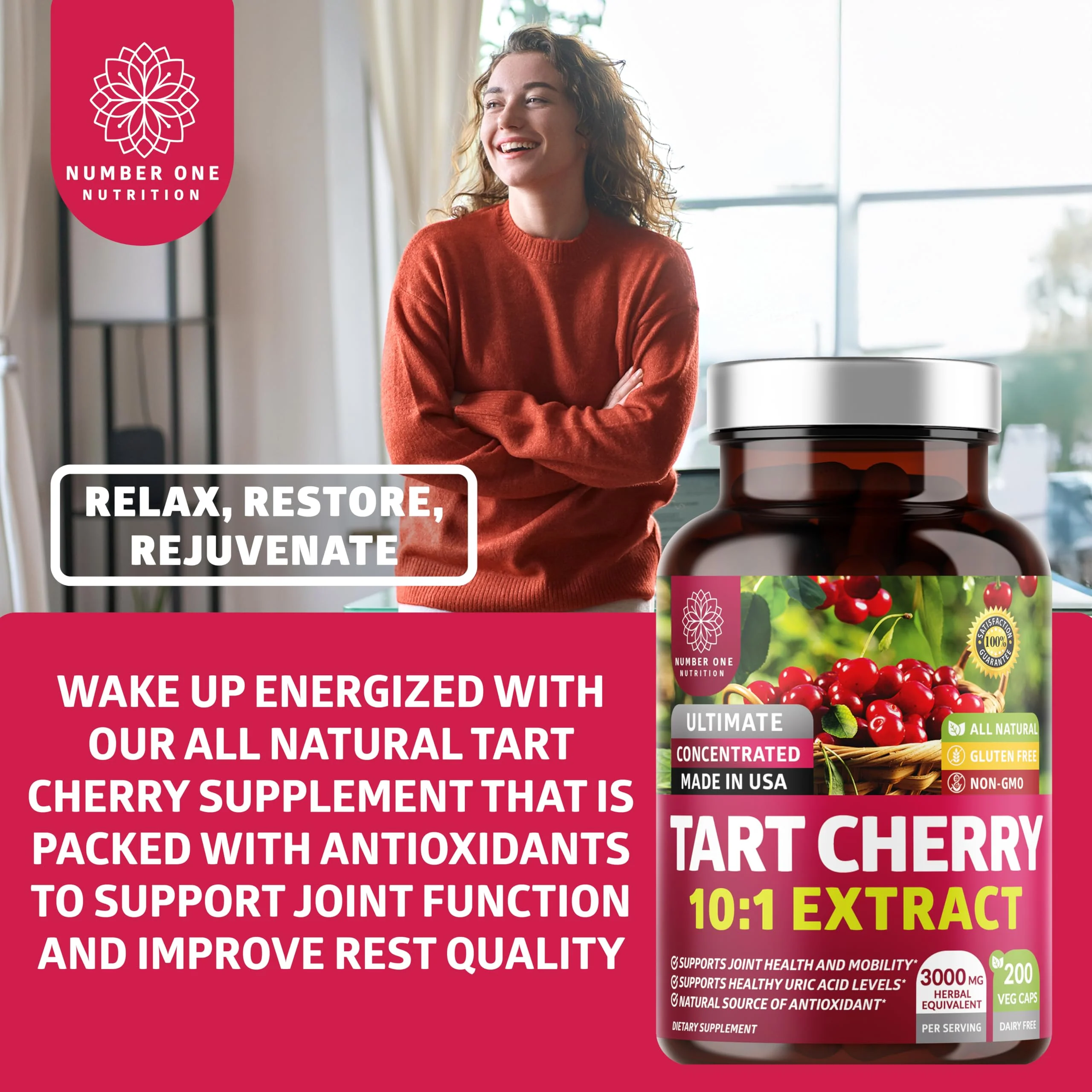 N1N Tart Cherry Extract Capsules – 200 Veg Caps (Pack of 2), 3000 mg - Image 5