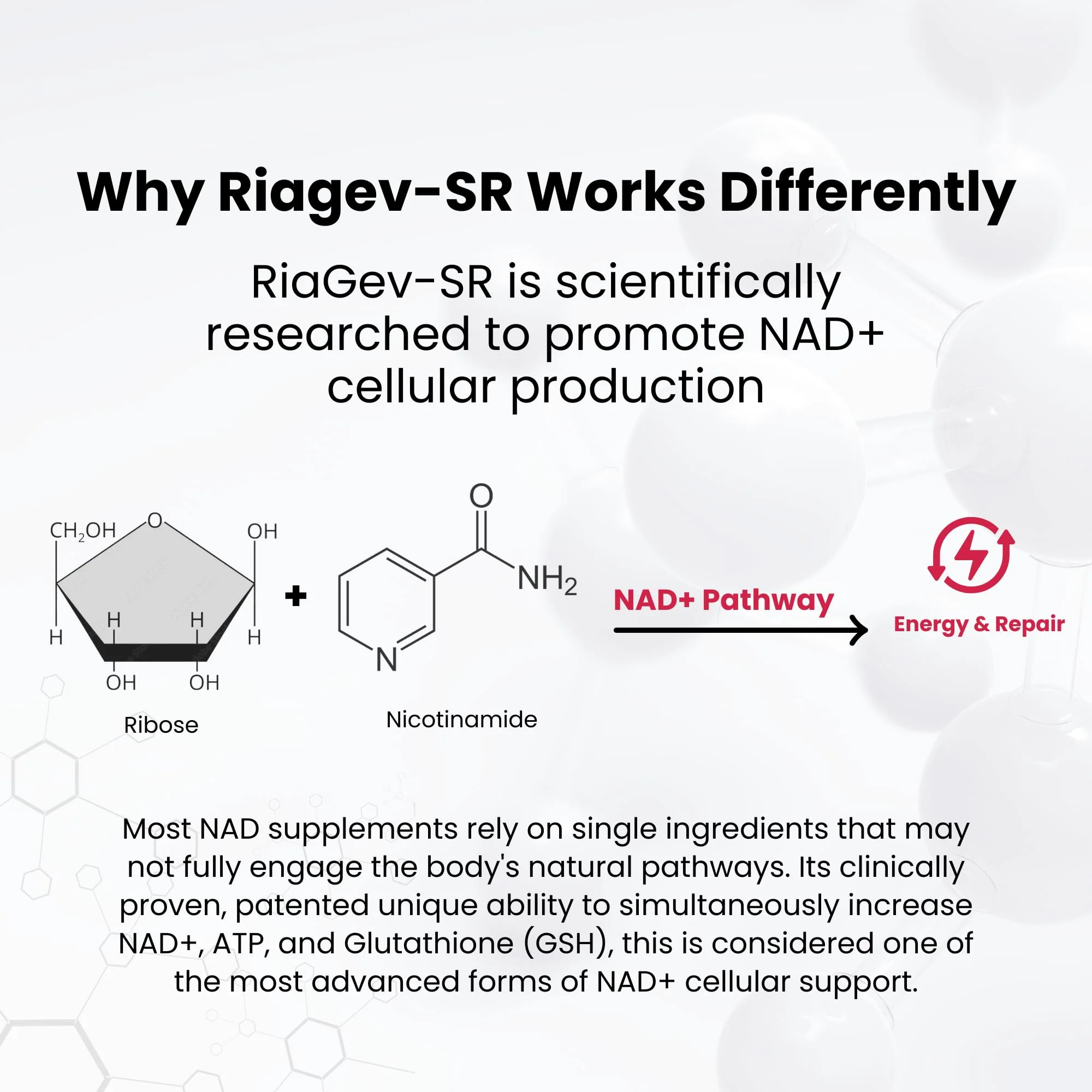 NAD PLUS Revive | Daily NAD+ Replenishment Tablet – 90 Tablets | Vegan, Non-GMO, Gluten-Free | Powered by RiaGev-SR - Image 5