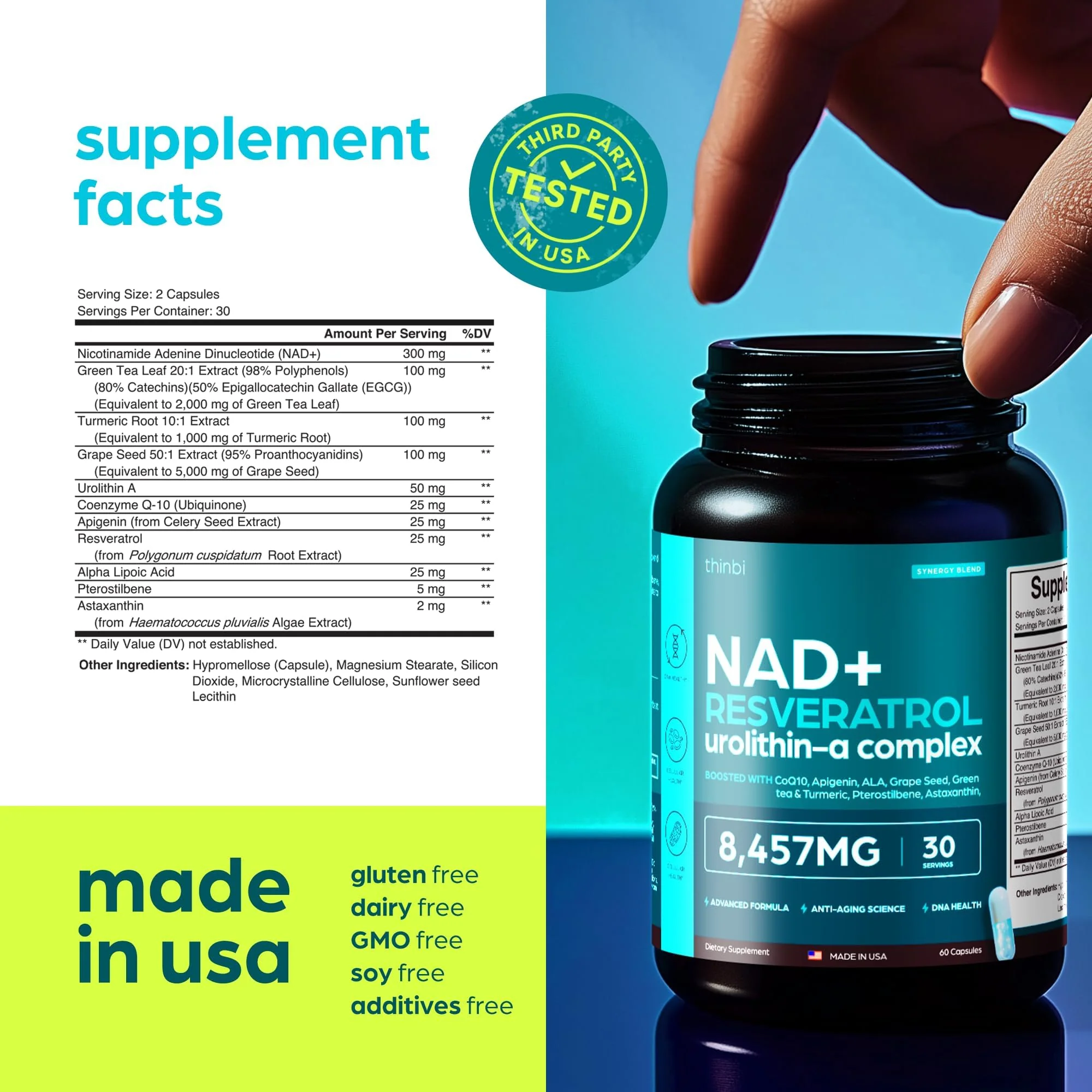NAD Supplement 8457mg – Extra Strength NMN Liposomal + Green Tea for Women & Men - Image 6
