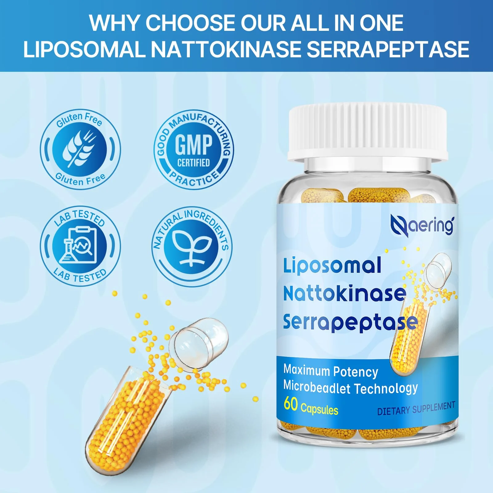 Naering Liposomal Nattokinase 12,000 FU + Serrapeptase 360,000 SPU – 60 Capsules (2 Bottles) - Image 14