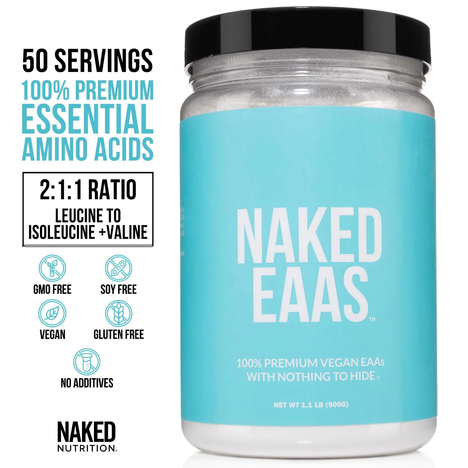 NAKED EAAs Amino Acids Powder – 50 Servings, Vegan, Unflavored, 500 g | Instantized All-Natural Essential Amino Acids - Image 2