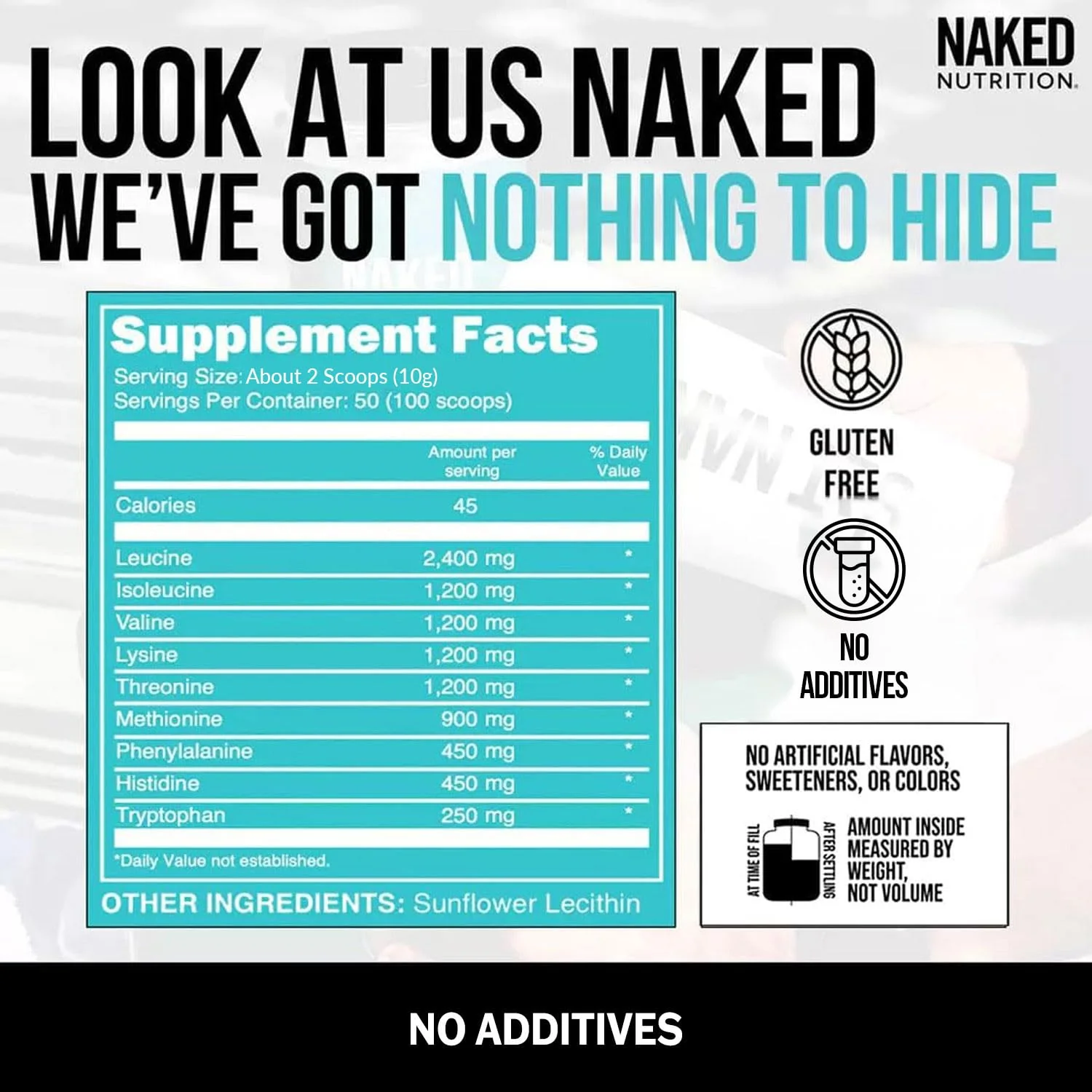NAKED EAAs Amino Acids Powder – 50 Servings, Vegan, Unflavored, 500 g | Instantized All-Natural Essential Amino Acids - Image 4