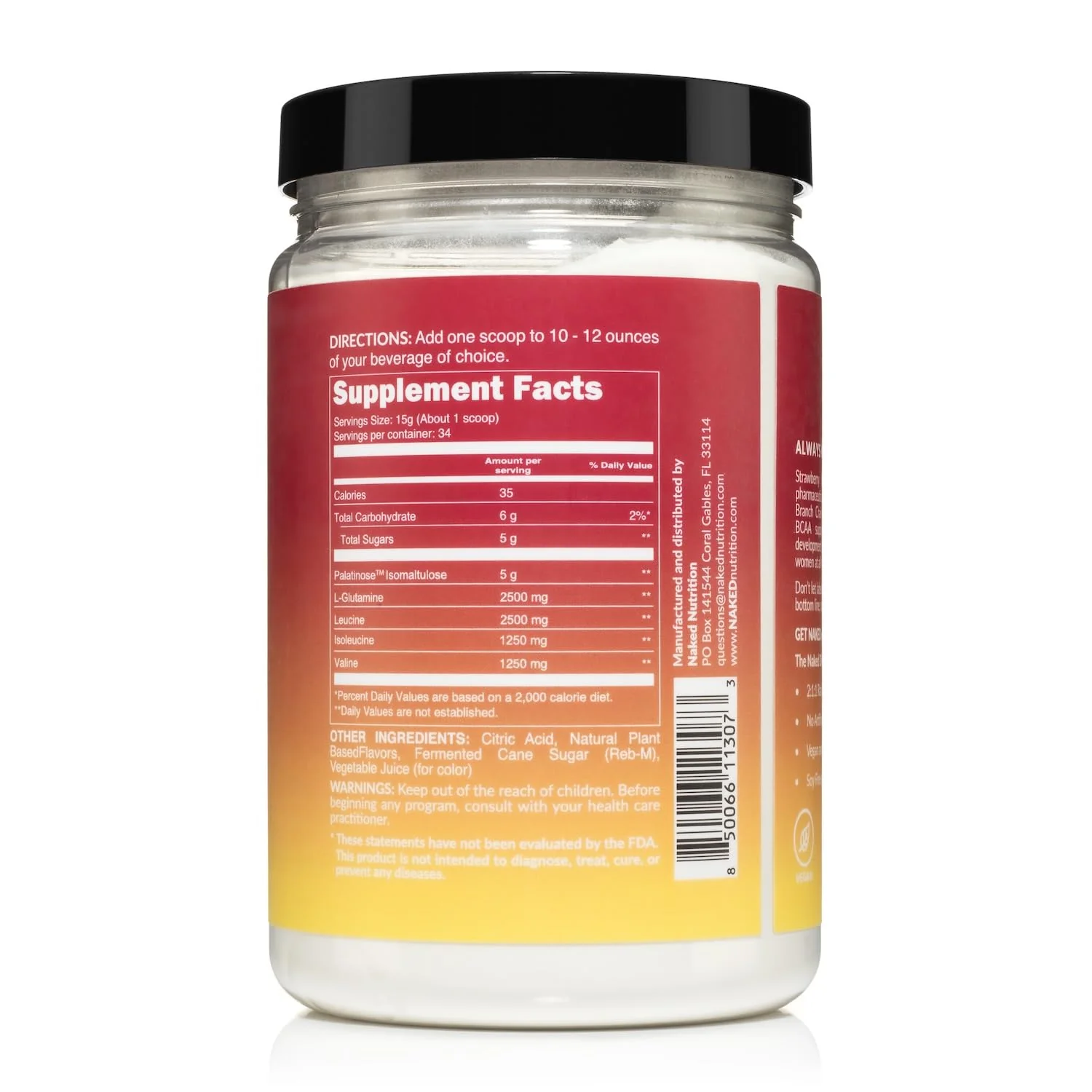 NAKED Strawberry Lemonade BCAAs – 501g, 34 Servings, Vegan 2:1:1 Powder - Image 4