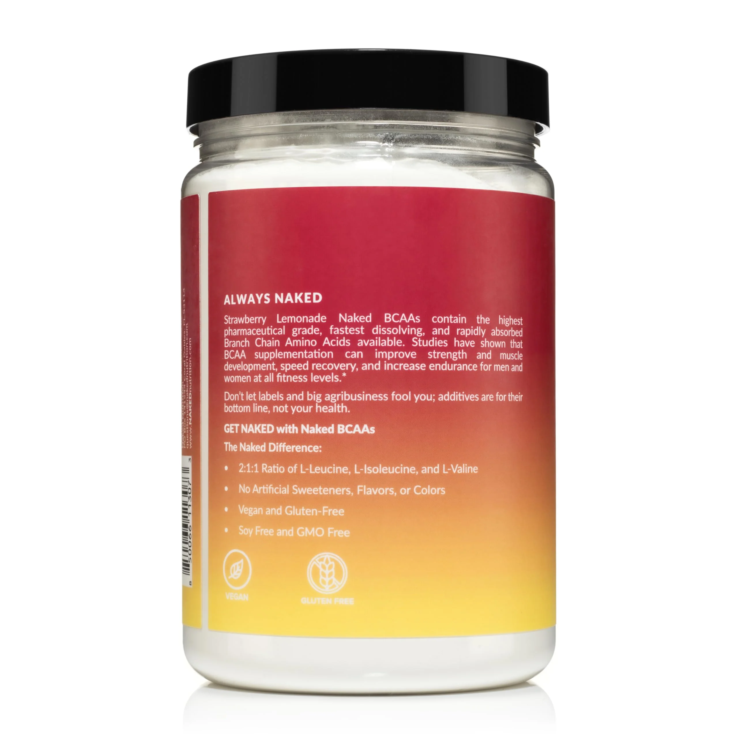 NAKED Strawberry Lemonade BCAAs – 501g, 34 Servings, Vegan 2:1:1 Powder - Image 5