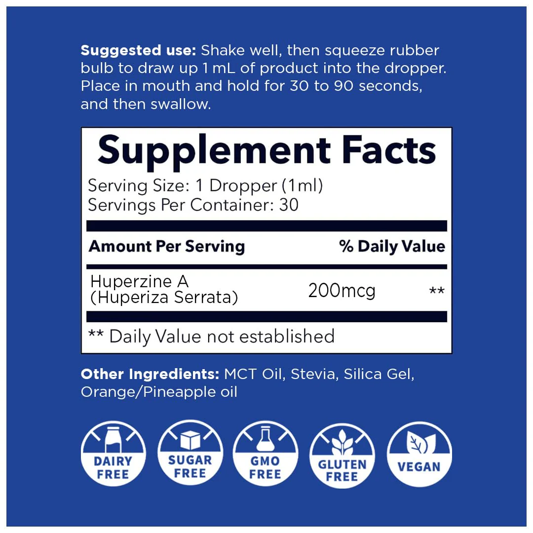 Nano HUPERZINE A – Nanosized Liquid, Instant Absorption, 6000 mcg per Bottle | 30 Servings | Non-GMO GMP Certified - Image 3