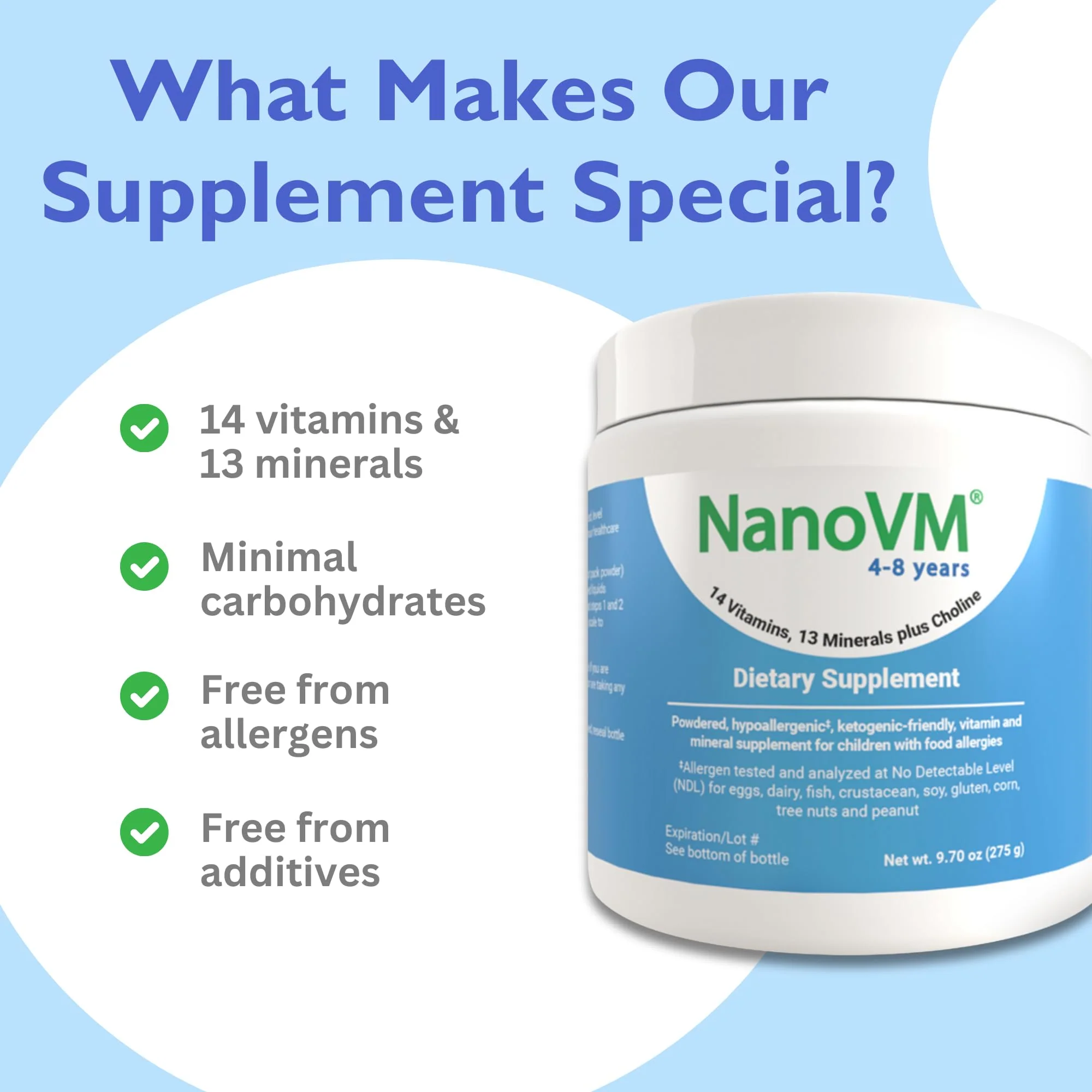 NanoVM 4-8 Years Allergen-Free Kids Multivitamin Powder | Solace Nutrition 275g - Image 7