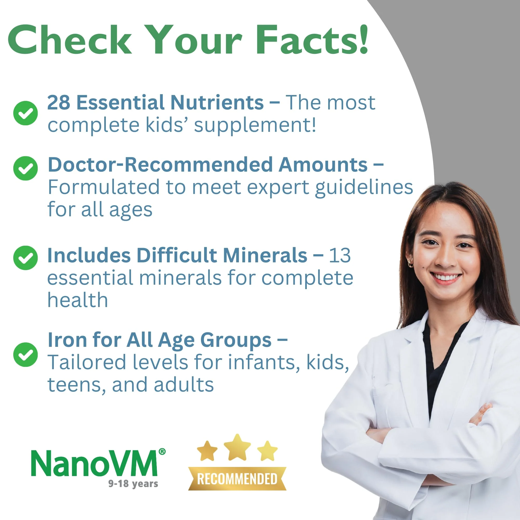 NanoVM 9-18 Years Allergen-Free Multivitamin Powder – Solace Nutrition (275g) Unflavored, Low-Carb - Image 3