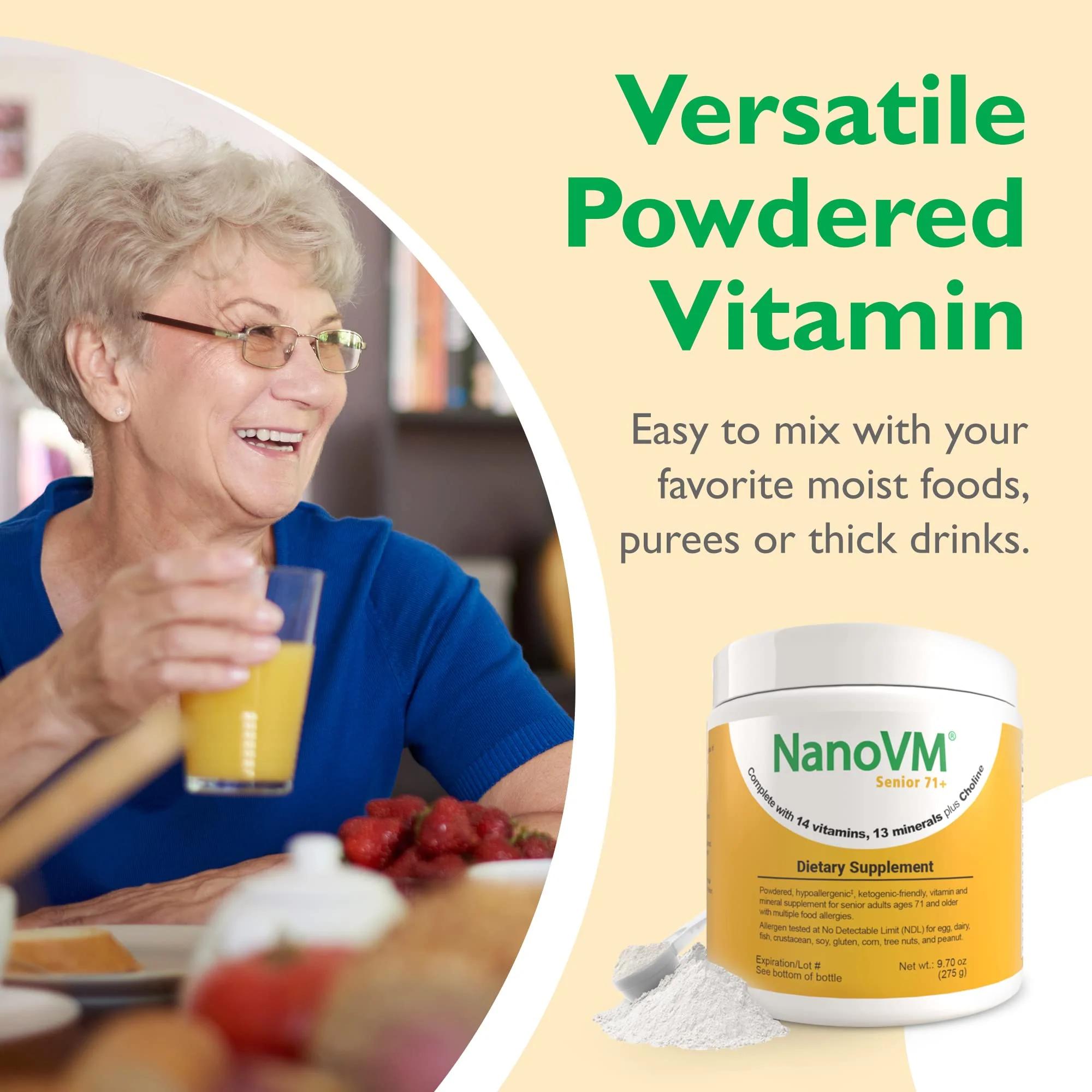 NanoVM Senior 71+ Unflavored Multivitamin Powder | Allergen-Free, Low-Carb (275g) – Solace Nutrition - Image 14