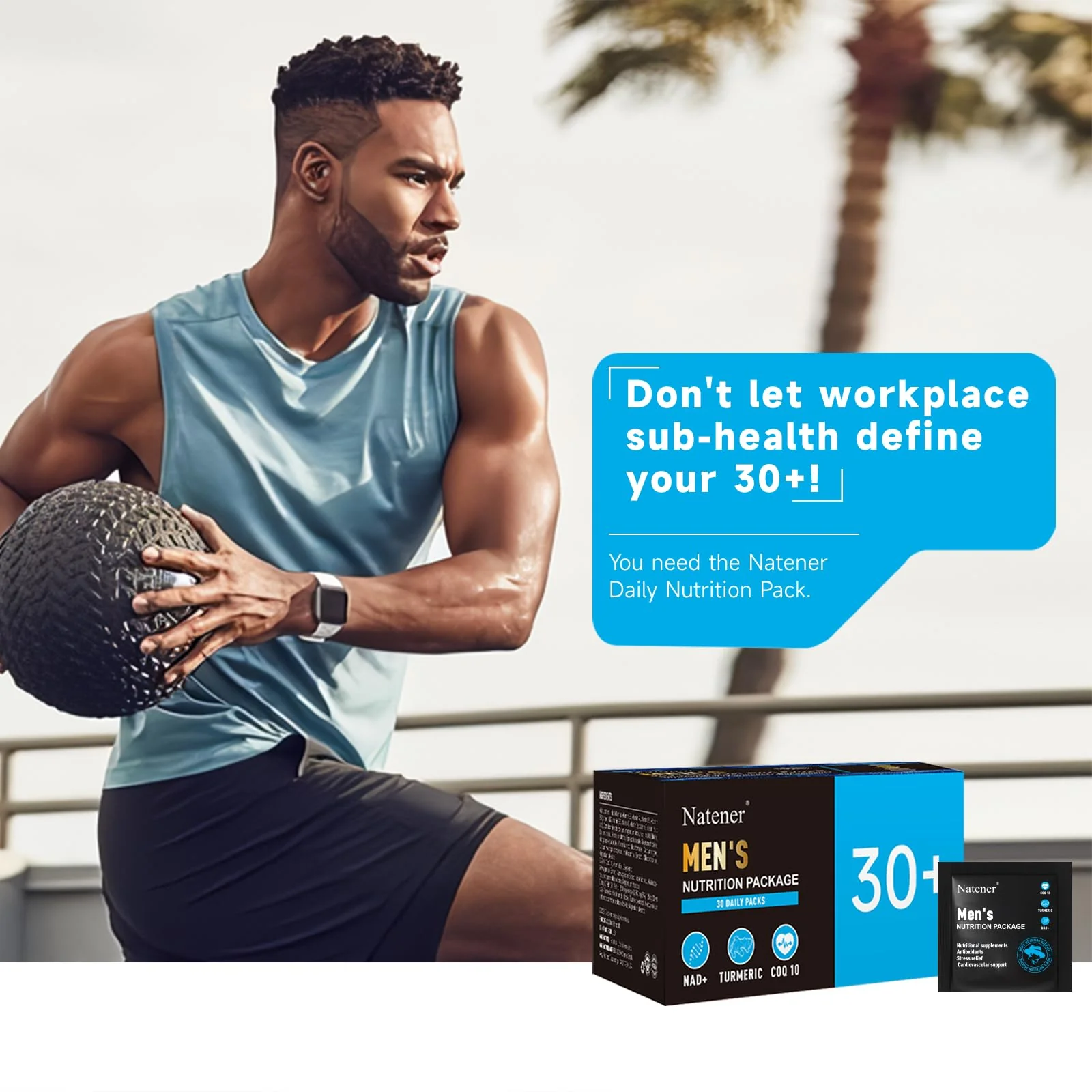 Natener Man 6 in 1 Daily Pack – 2070mg Vitamin & Supplement Quintet (CoQ10, Omega-3, NAD+, Ashwagandha, Turmeric) | 30-Day Supply - Image 7