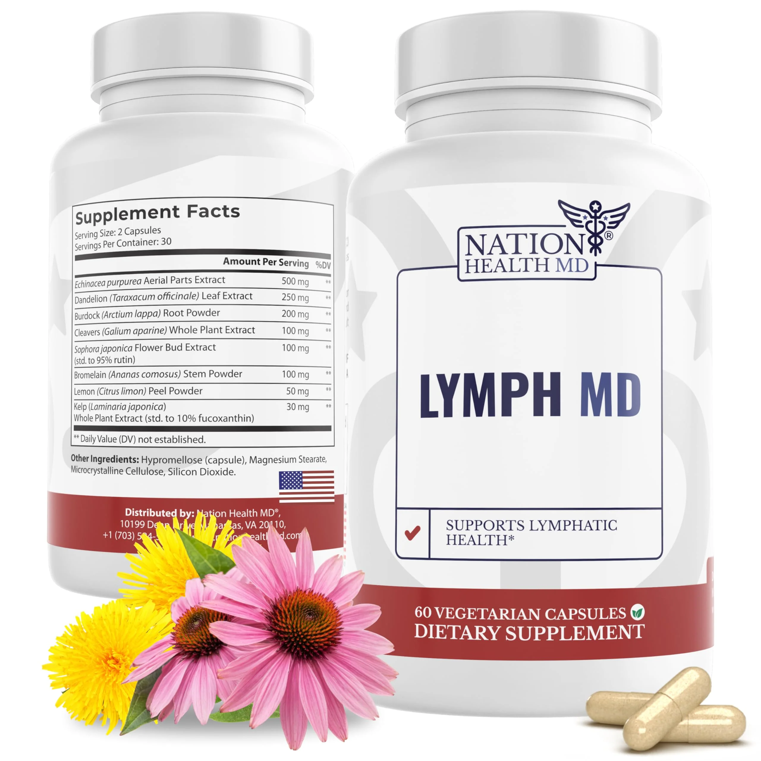 NATION HEALTH MD Lymph MD – Lymphatic Drainage Supplement with Bromelain, Echinacea, Burdock, Dandelion & More | 60 Capsules - Image 10