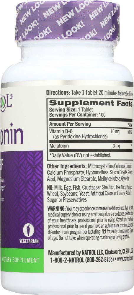 Natrol Melatonin 3 mg Time Release Sleep Tablets, Vitamin B6 — 4-Pack (100 ea) - Image 4