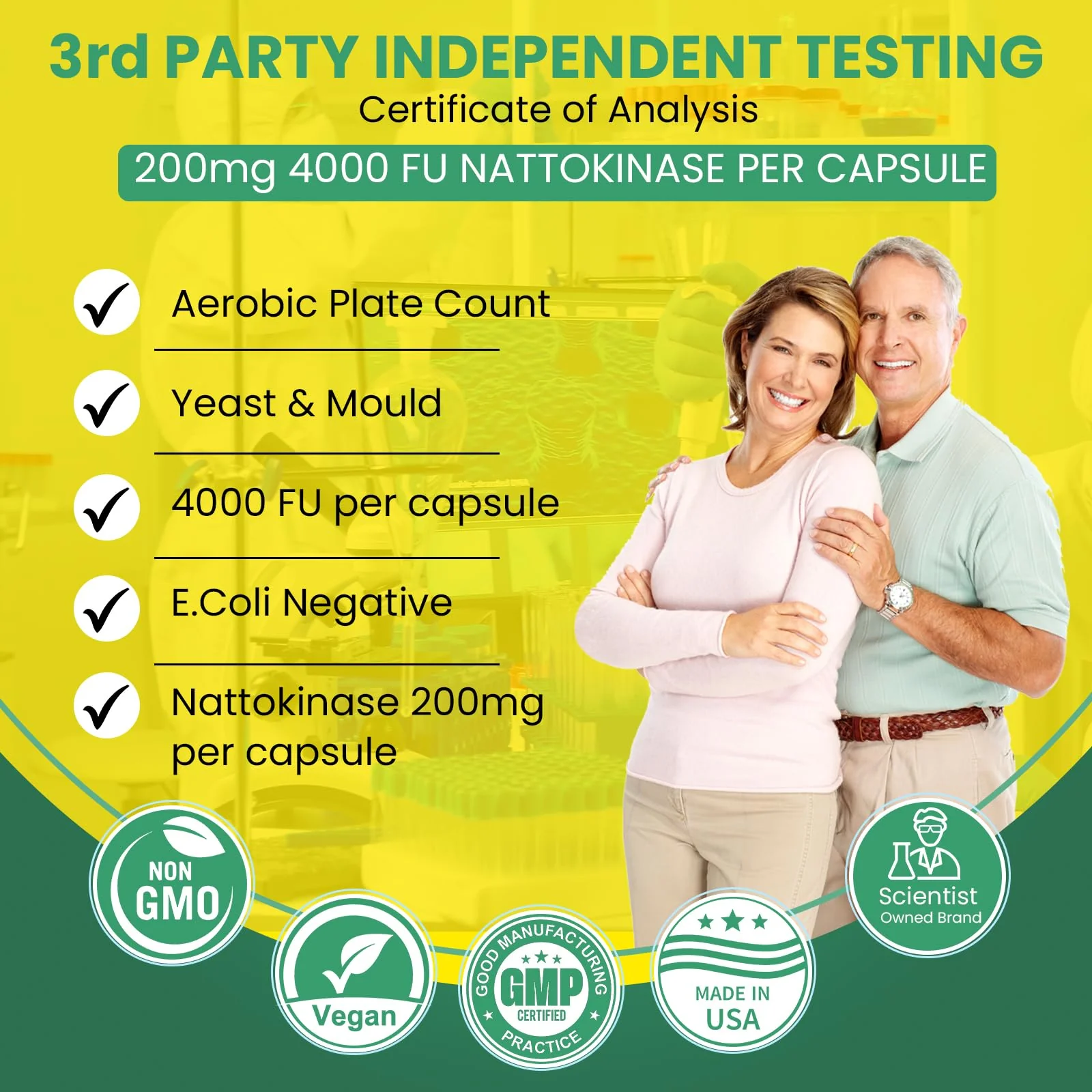 Nattokinase 4000 FU 200mg - Vegan No Stearates Gluten Free - Pure Natural Blood Thinner & Blood Flow Supplement - 100 Capsules / 100 Days Supply - Image 3