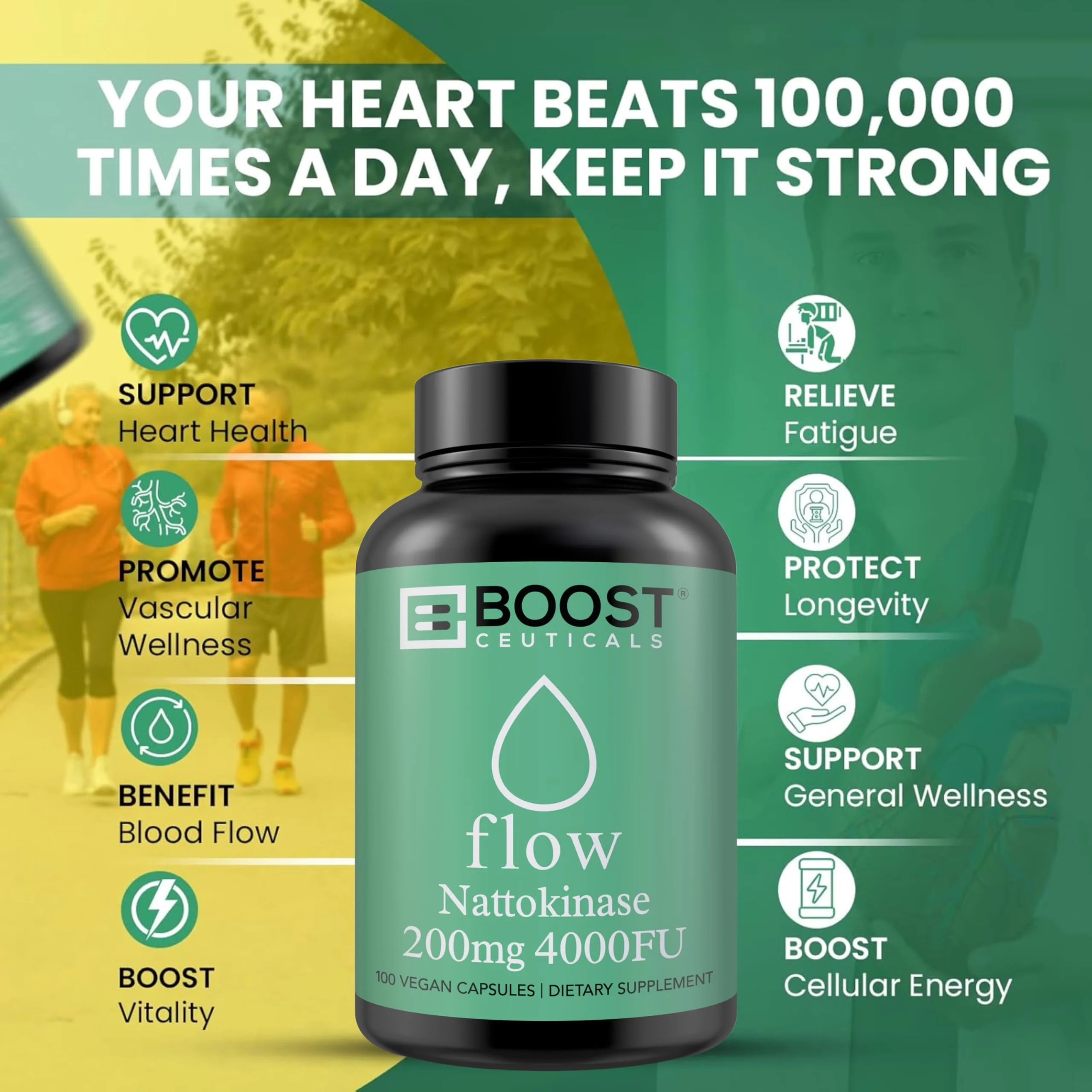 Nattokinase 4000 FU 200mg - Vegan No Stearates Gluten Free - Pure Natural Blood Thinner & Blood Flow Supplement - 100 Capsules / 100 Days Supply - Image 4