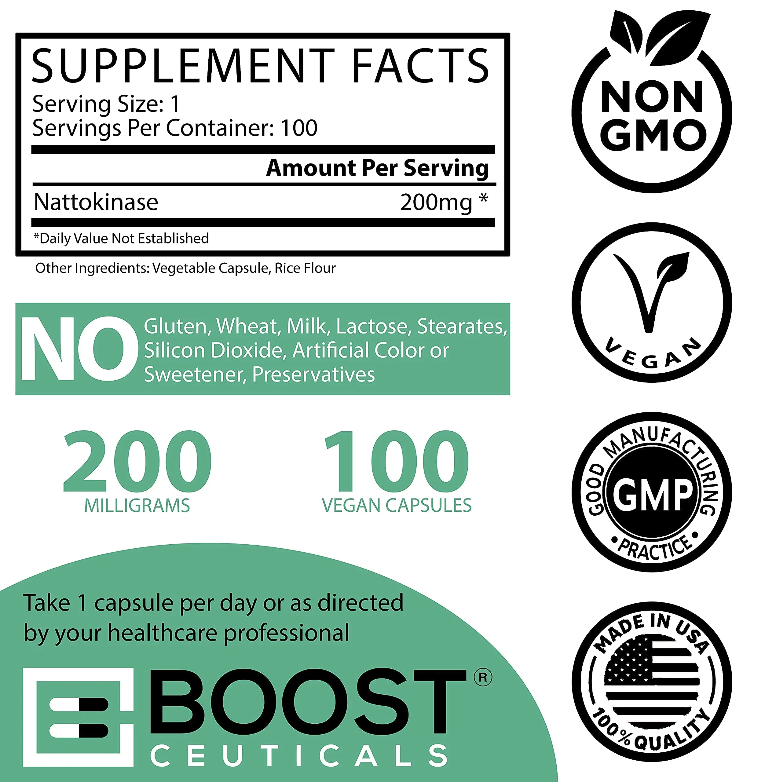 Nattokinase 4000 FU 200mg - Vegan No Stearates Gluten Free - Pure Natural Blood Thinner & Blood Flow Supplement - 100 Capsules / 100 Days Supply - Image 7