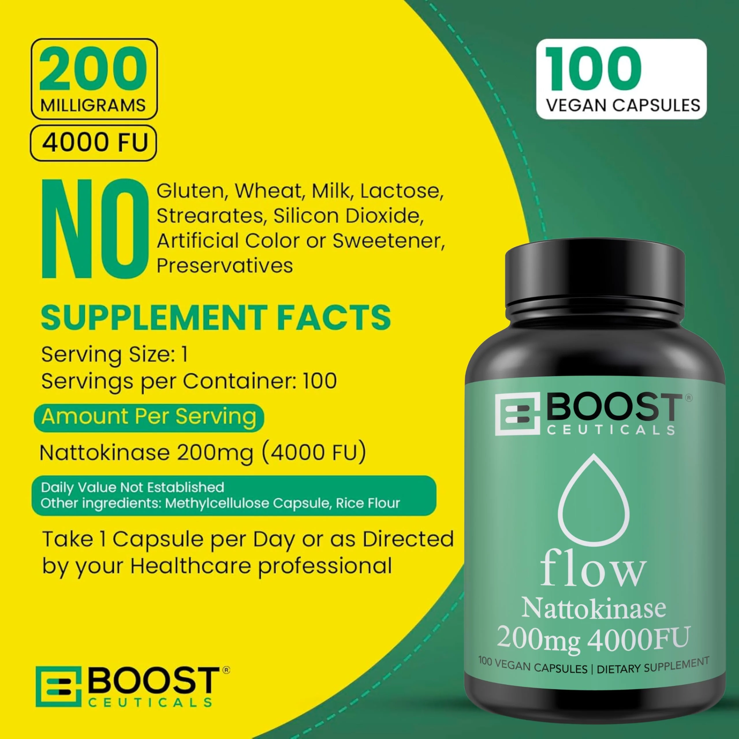 Nattokinase 4000 FU 200mg - Vegan No Stearates Gluten Free - Pure Natural Blood Thinner & Blood Flow Supplement - 100 Capsules / 100 Days Supply - Image 9