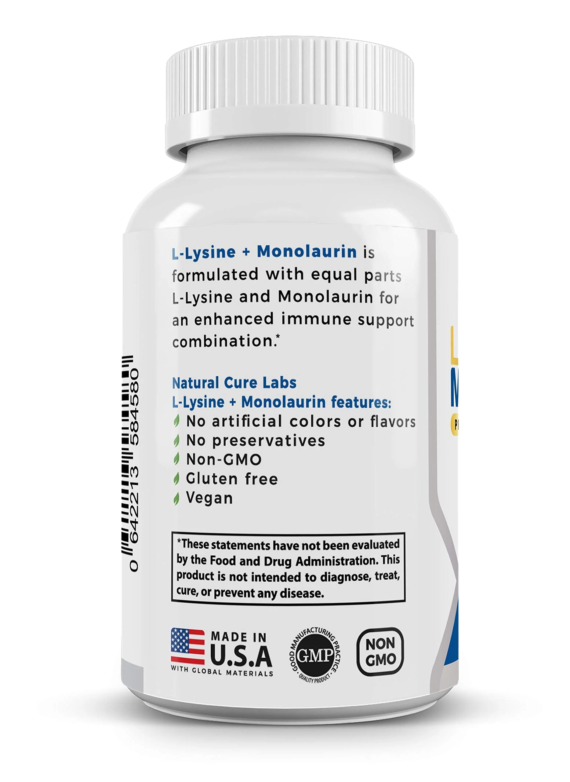 Natural Cure Labs L-Lysine + Monolaurin 600mg 1:1 – 100 Capsules - Image 9
