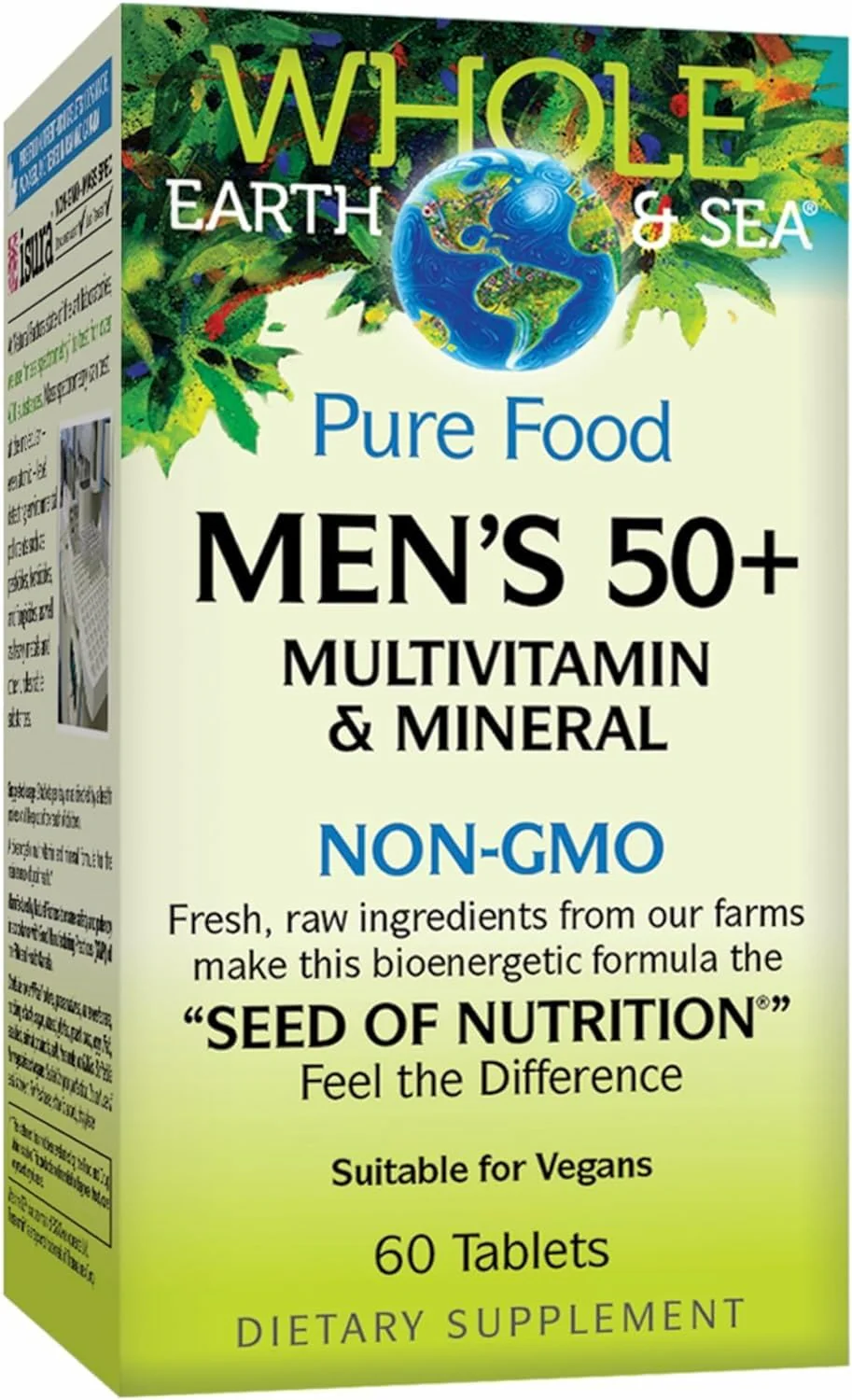 Natural Factors Men's 50+ Multivitamin & Mineral – 60 Count (Pack of 1) | ½ lb Veggies Nutrition