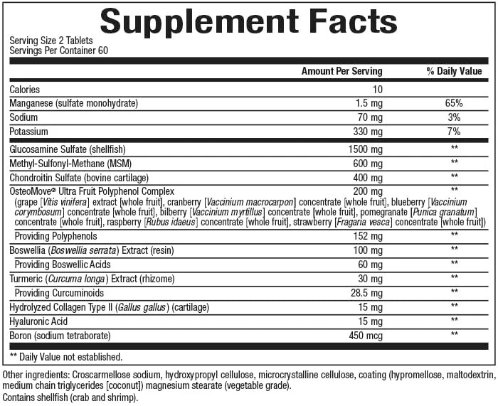 Natural Factors OsteoMove Joint Care – Extra Strength, Non-GMO, 120 Tabs (60 Servings) - Image 2