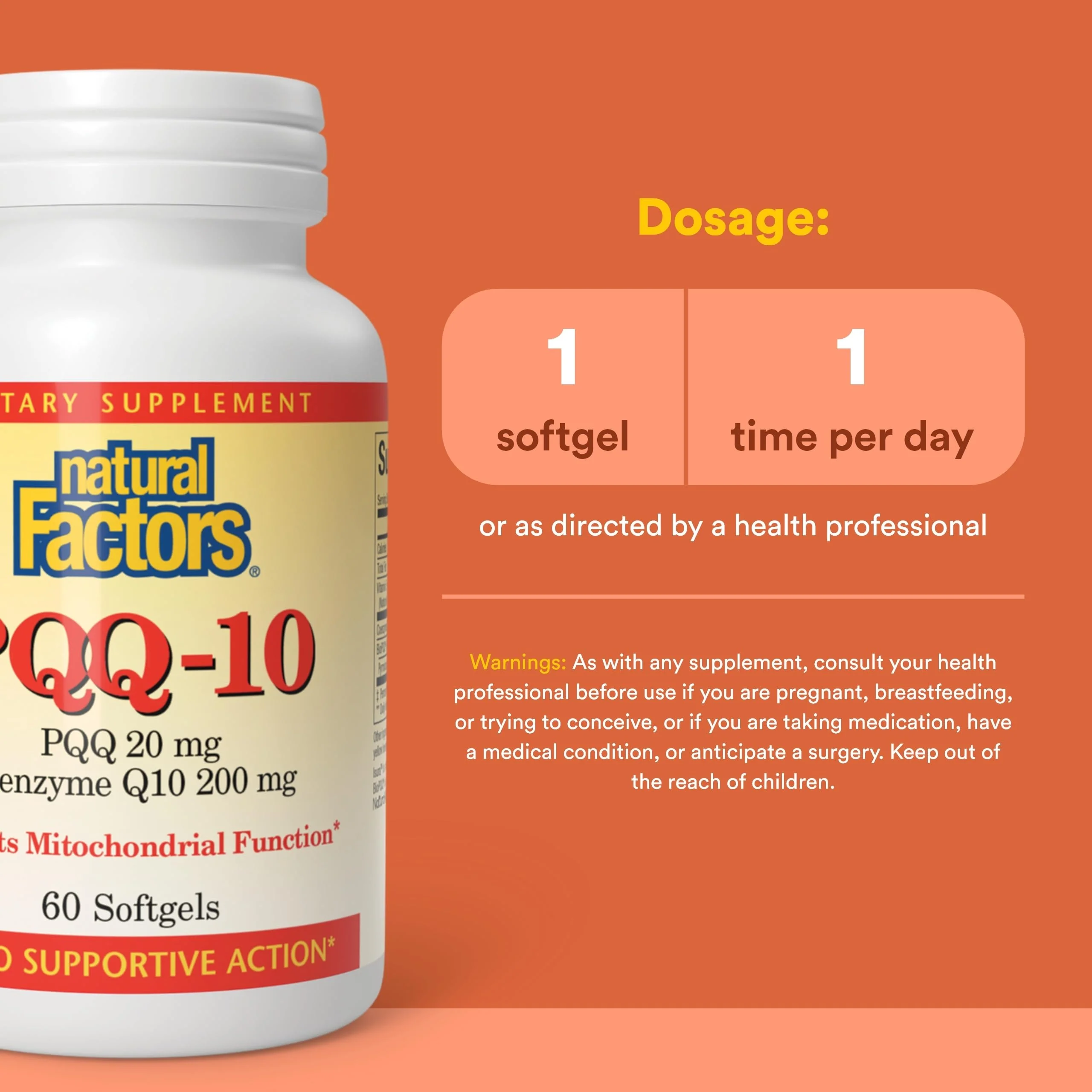 Natural Factors PQQ-10 with CoQ10 | Energy, Brain Health & Healthy Aging | 60 Softgels - Image 2