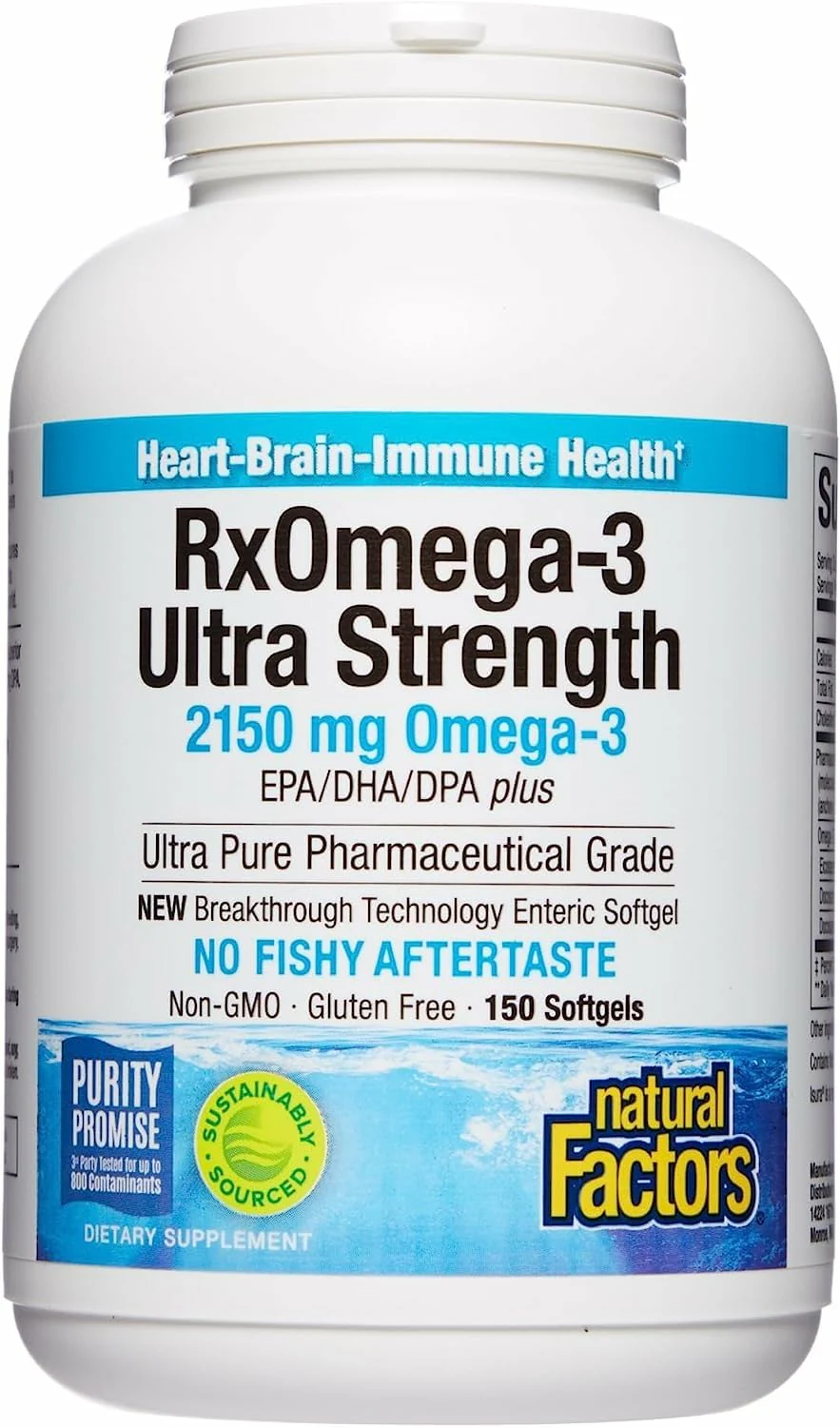 Natural Factors RxOmega-3 Ultra Strength 2150 mg – EPA & DHA Omega-3 for Heart, Brain & Eye Health (150 Softgels) - Image 8