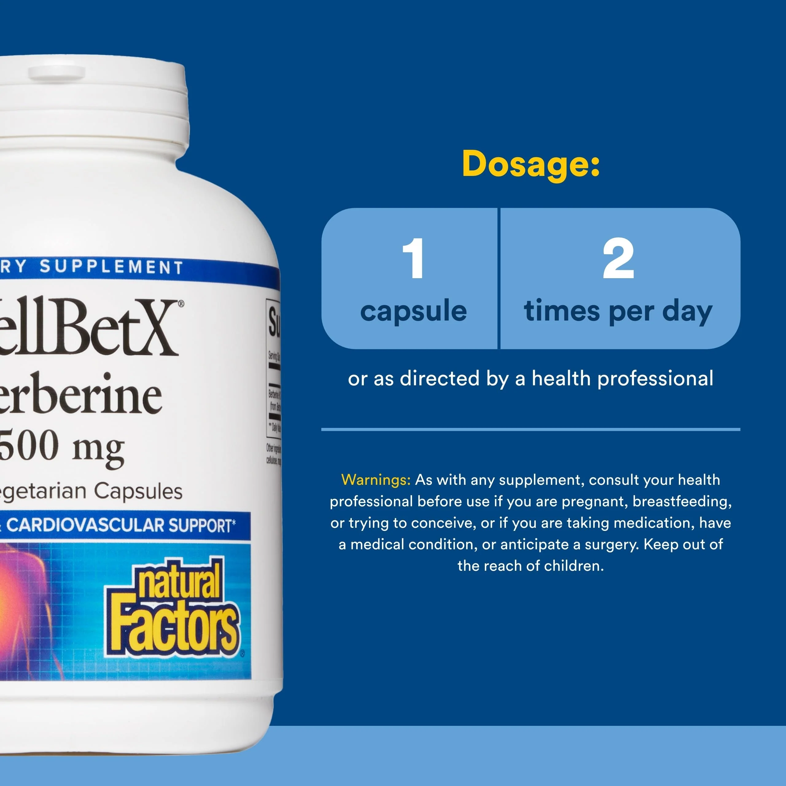 Natural Factors WellBetX Berberine – 500 mg Daily Capsule for Metabolic & Heart Health | Gluten-Free & Vegan | 120 Vegetarian Capsules - Image 3