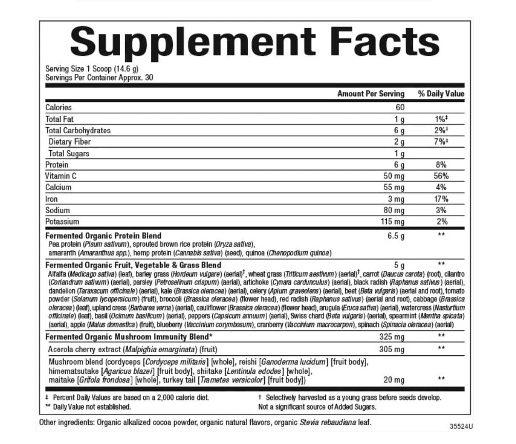 Natural Factors Whole Earth & Sea Organic Fermented Greens Chocolate – Vegan, 15.5 oz - Image 3