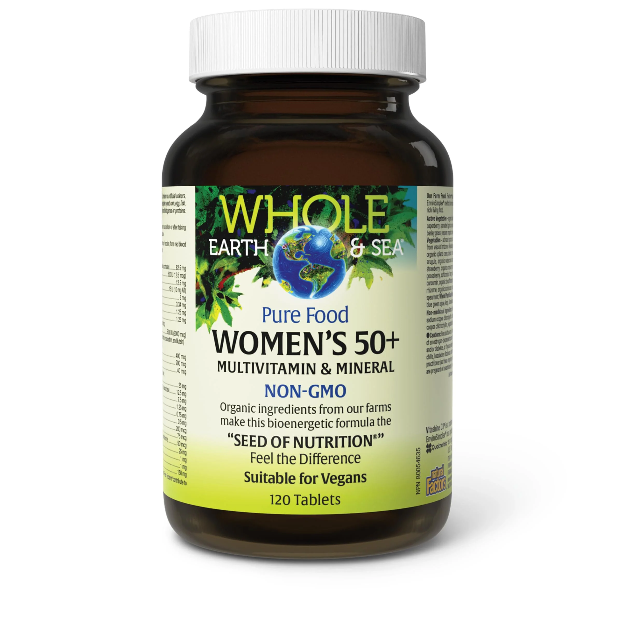 Natural Factors Whole Earth & Sea Women's 50+ Multivitamin & Mineral – Daily Bone & Brain Support (120 Tablets, 60 Servings) - Image 14