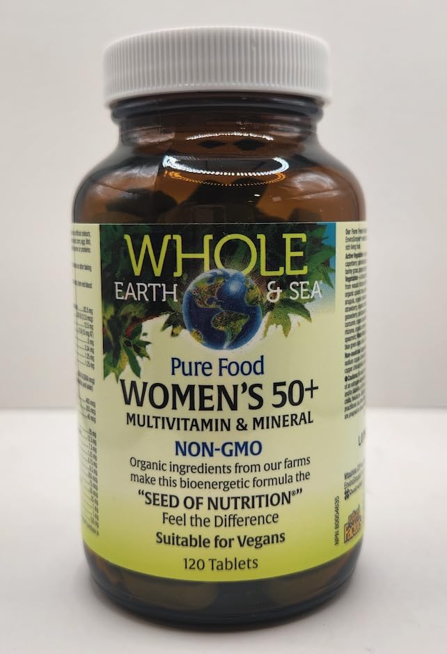 Natural Factors Whole Earth & Sea Women's 50+ Multivitamin & Mineral – Daily Bone & Brain Support (120 Tablets, 60 Servings) - Image 3