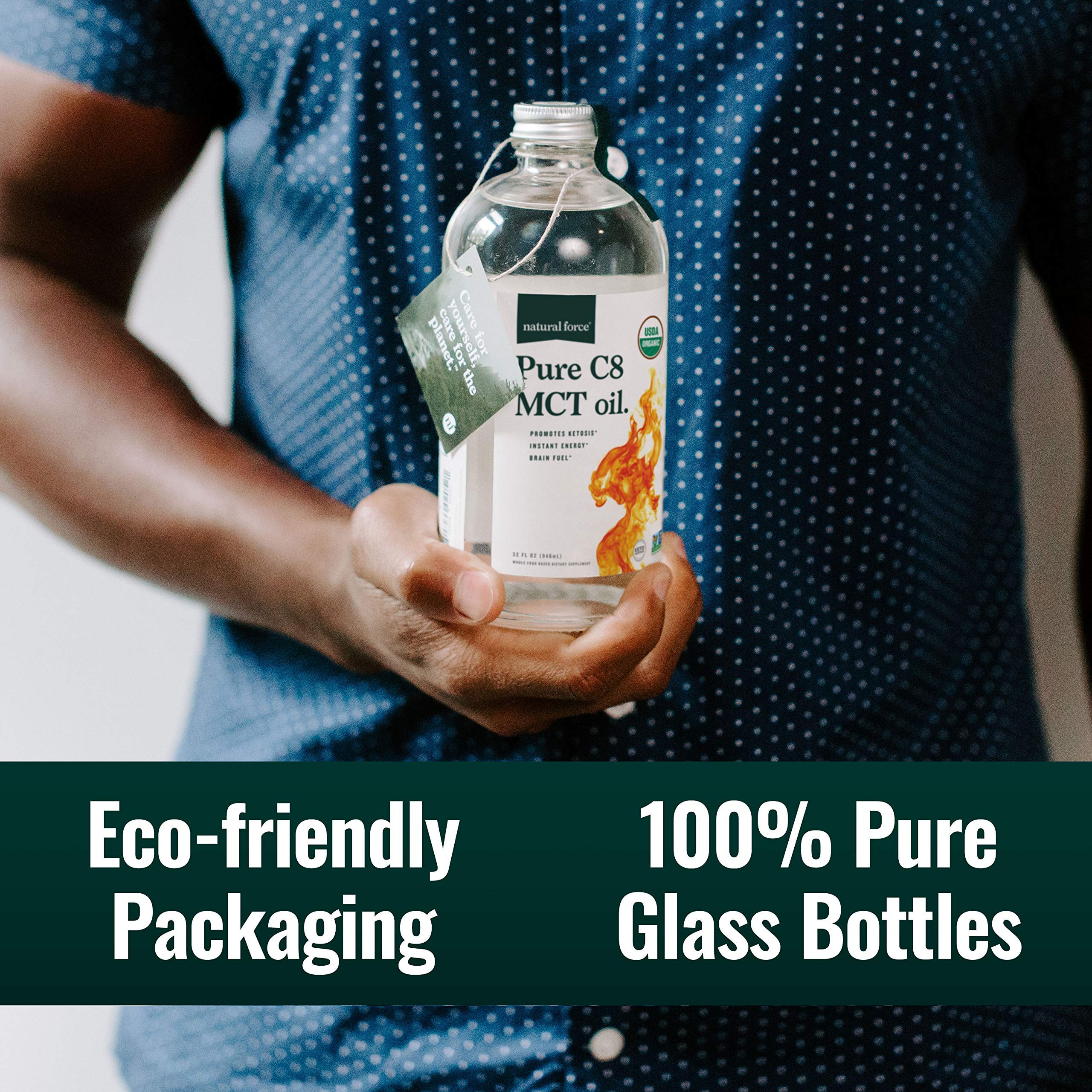 Natural Force Organic Pure C8 MCT Oil – 32 oz Glass Bottle | Keto, Paleo, Kosher, Vegan - Image 6