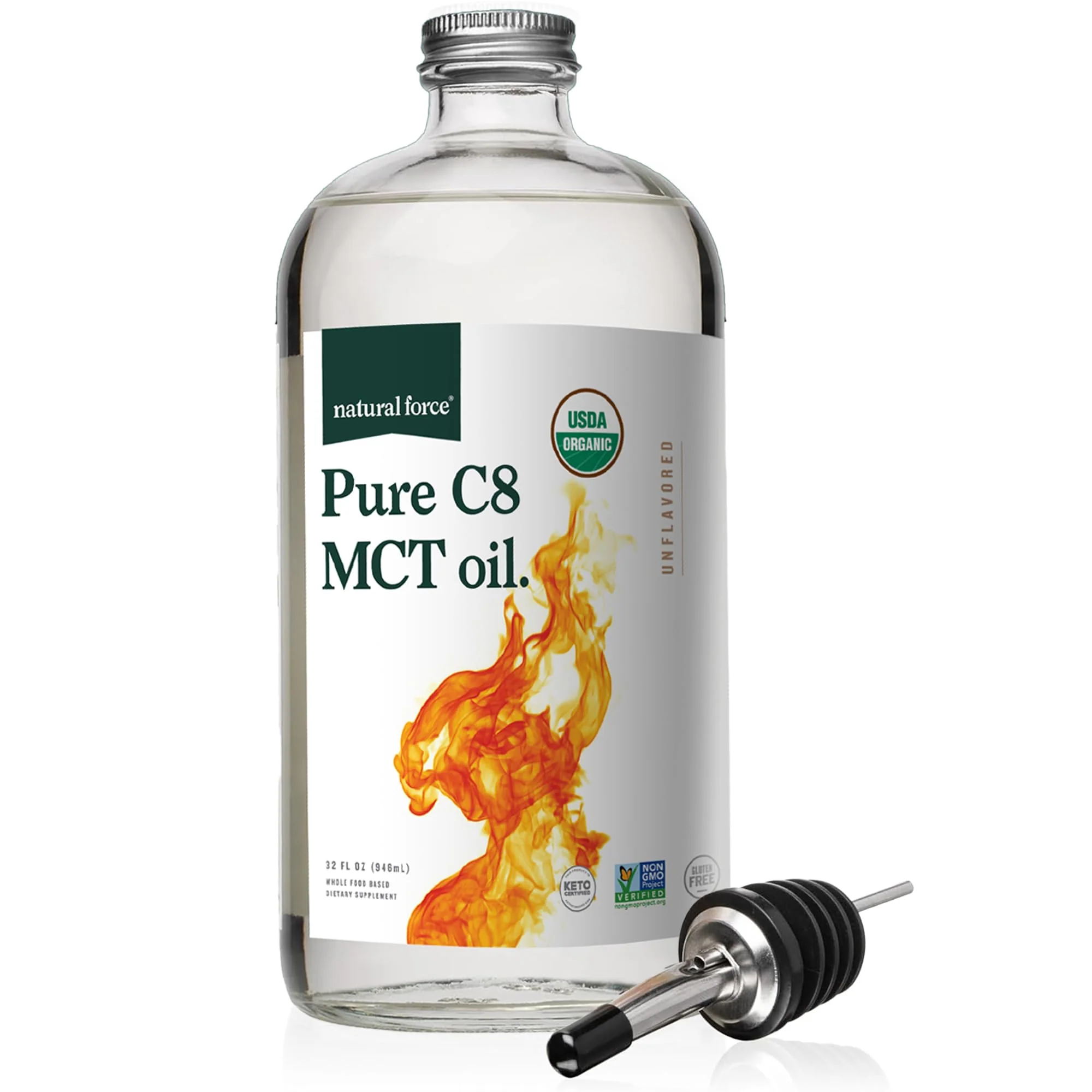 Natural Force Organic Pure C8 MCT Oil – 32 oz Glass Bottle | Keto, Paleo, Kosher, Vegan - Image 8